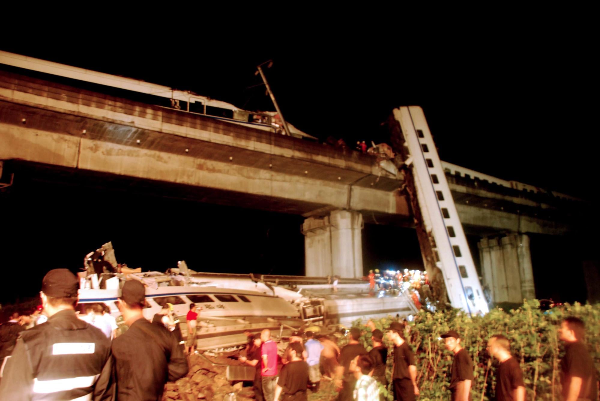The 2011 Wenzhou catastrophe was traced back to a lightning strike that had fried a trackside circuit, making one train “invisible” to the control centre, which then wrongly cleared the line for the train behind. Photo: EPA/China Out The 2011 Wenzhou catastrophe was traced back to a lightning strike that had fried a trackside circuit, making one train “invisible” to the control centre, which then wrongly cleared the line for the train behind. Photo: EPA/China Out