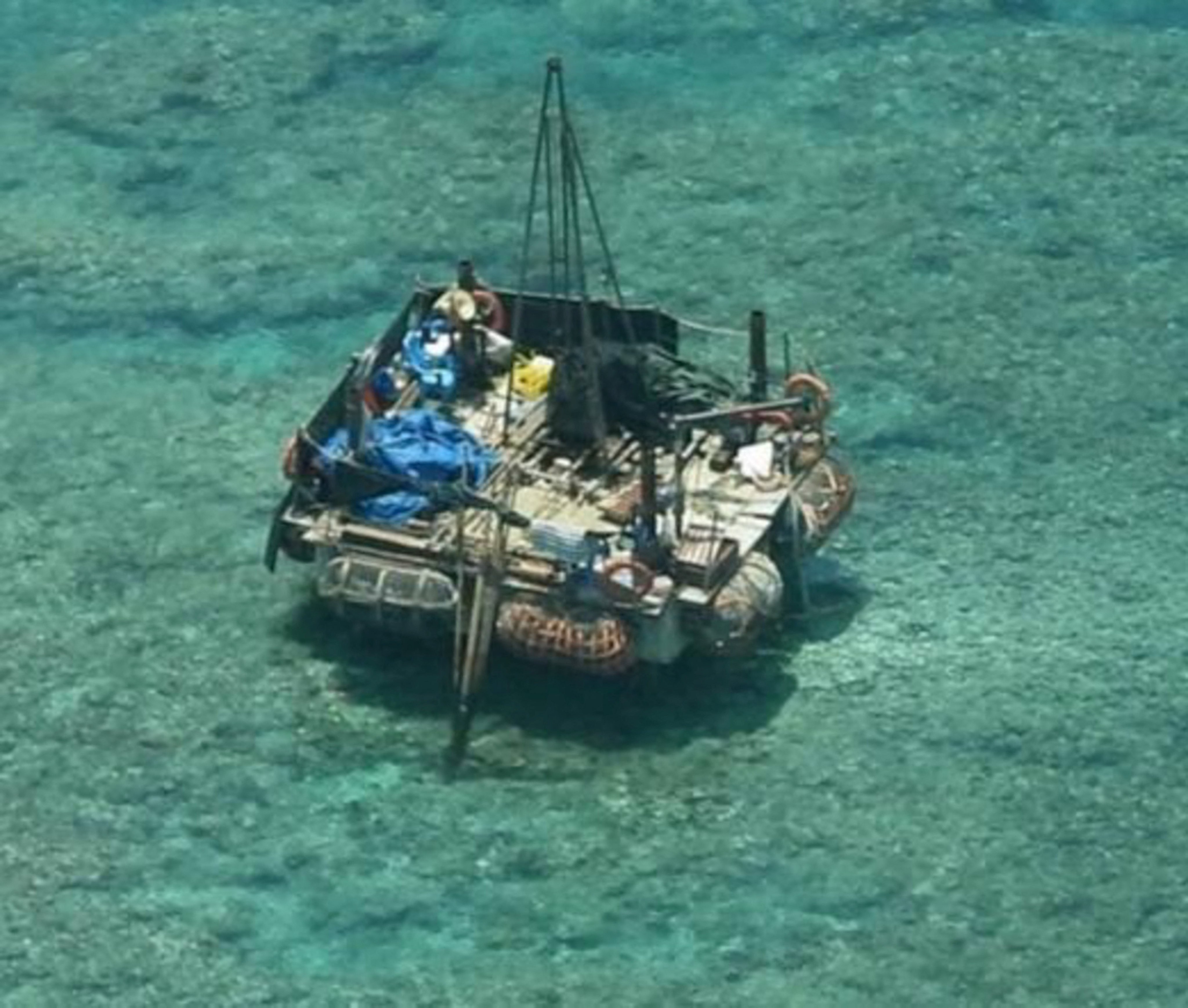 A Chinese research institute says it deployed a floating platform at Scarborough Shoal for environmental monitoring and sampling. Photo: Handout via Reuters