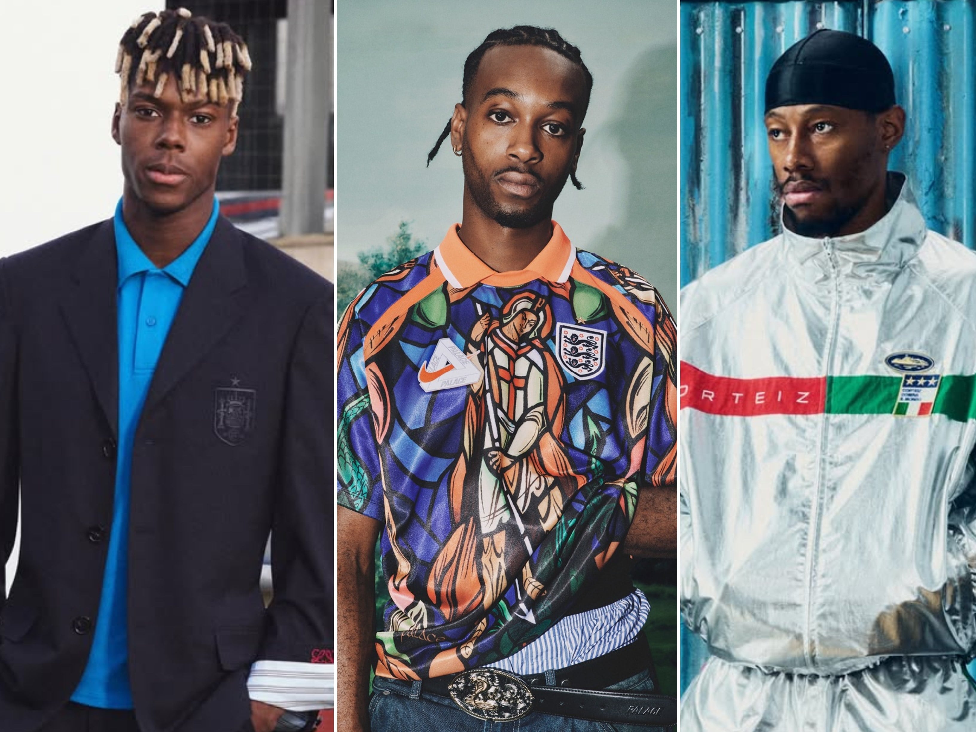 Loewe, Palace Skateboards and Corteiz are some brands that are presenting national team kits this World Cup season. Photos: Loewe, @palaceskateboards, @corteiz/Insgram