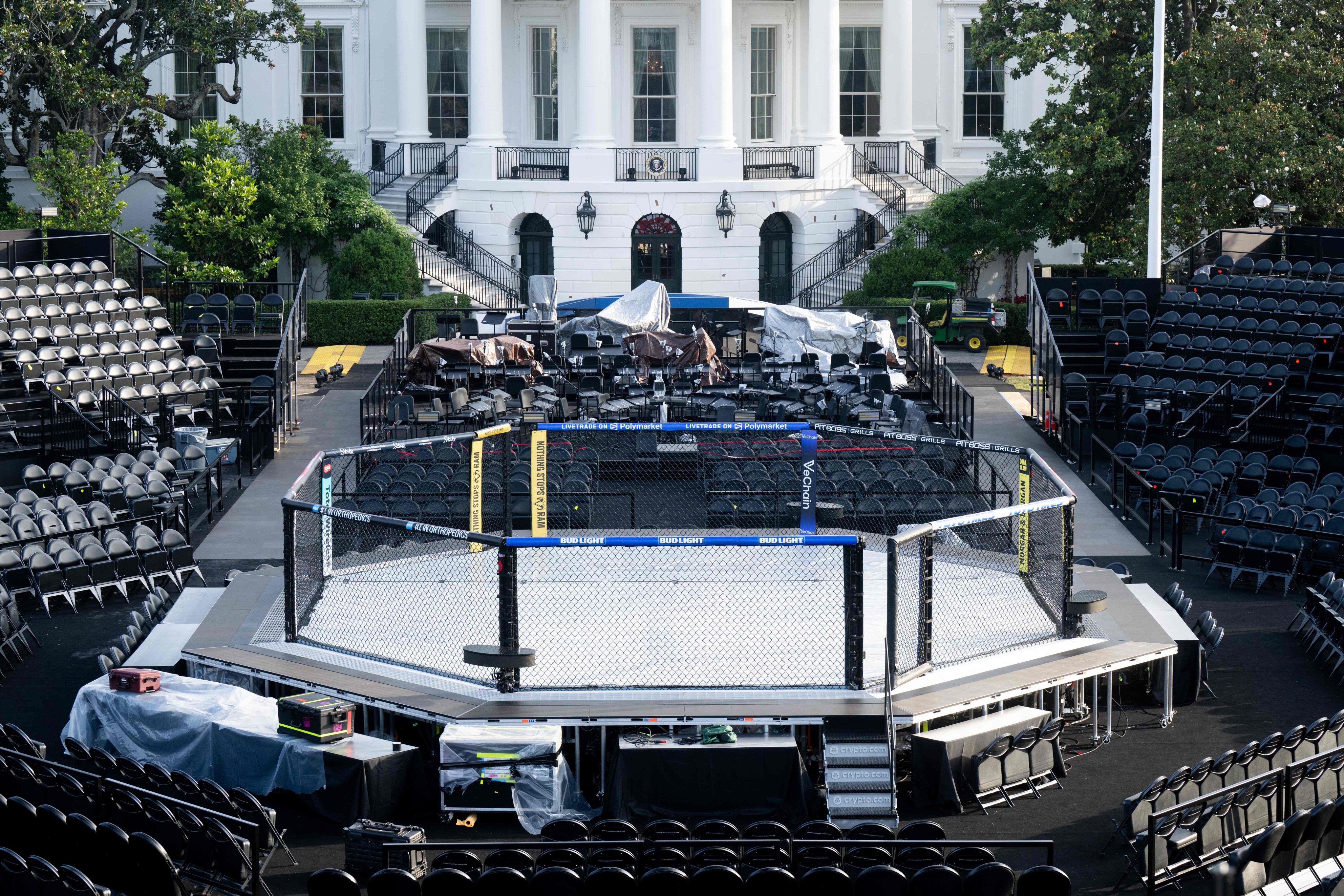 'The Octagon' fighting enclosure. Photo: AFP