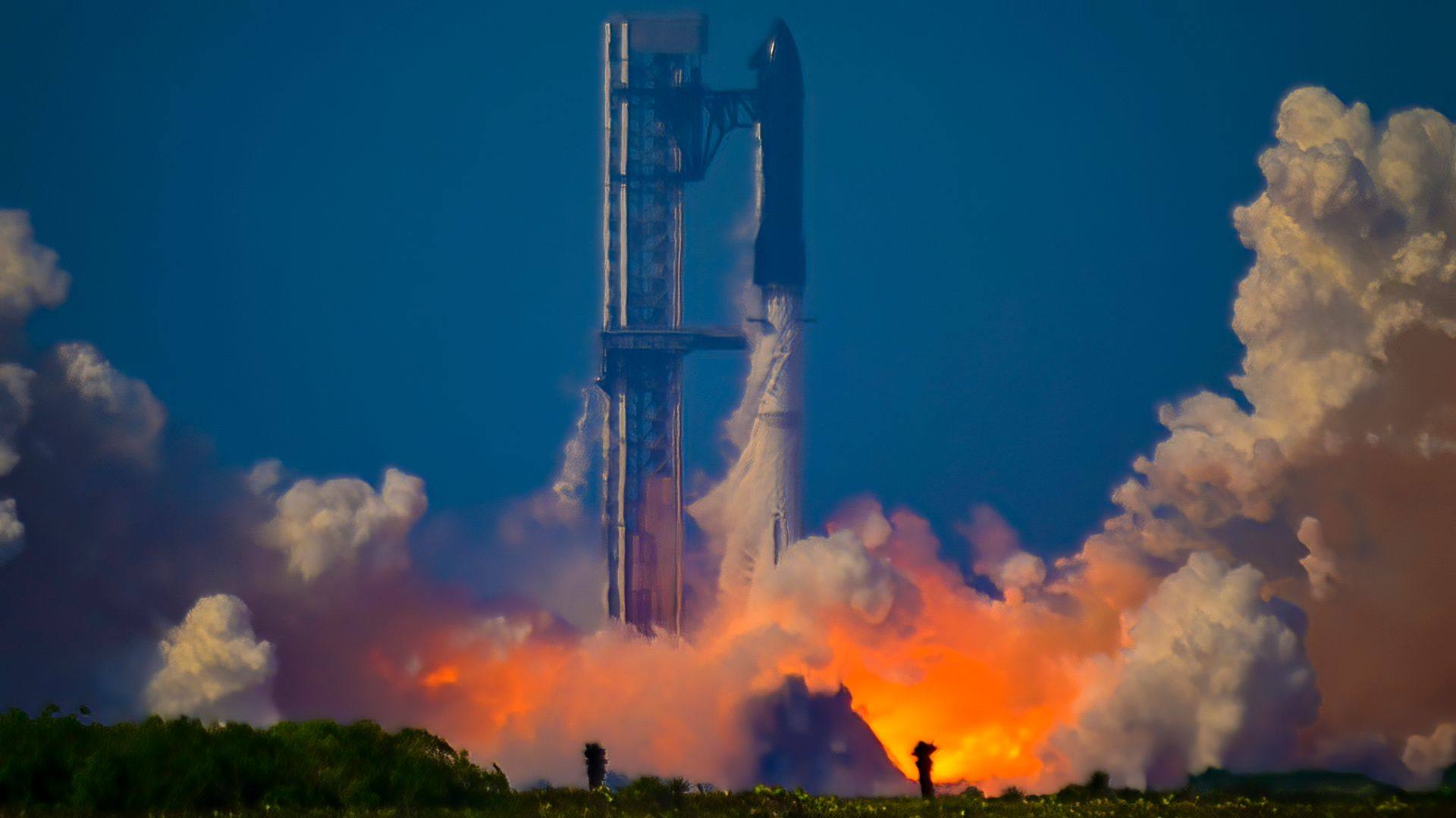 A new version of the SpaceX Starship rocket launching from Starbase in Texas in May. Photo: dpa