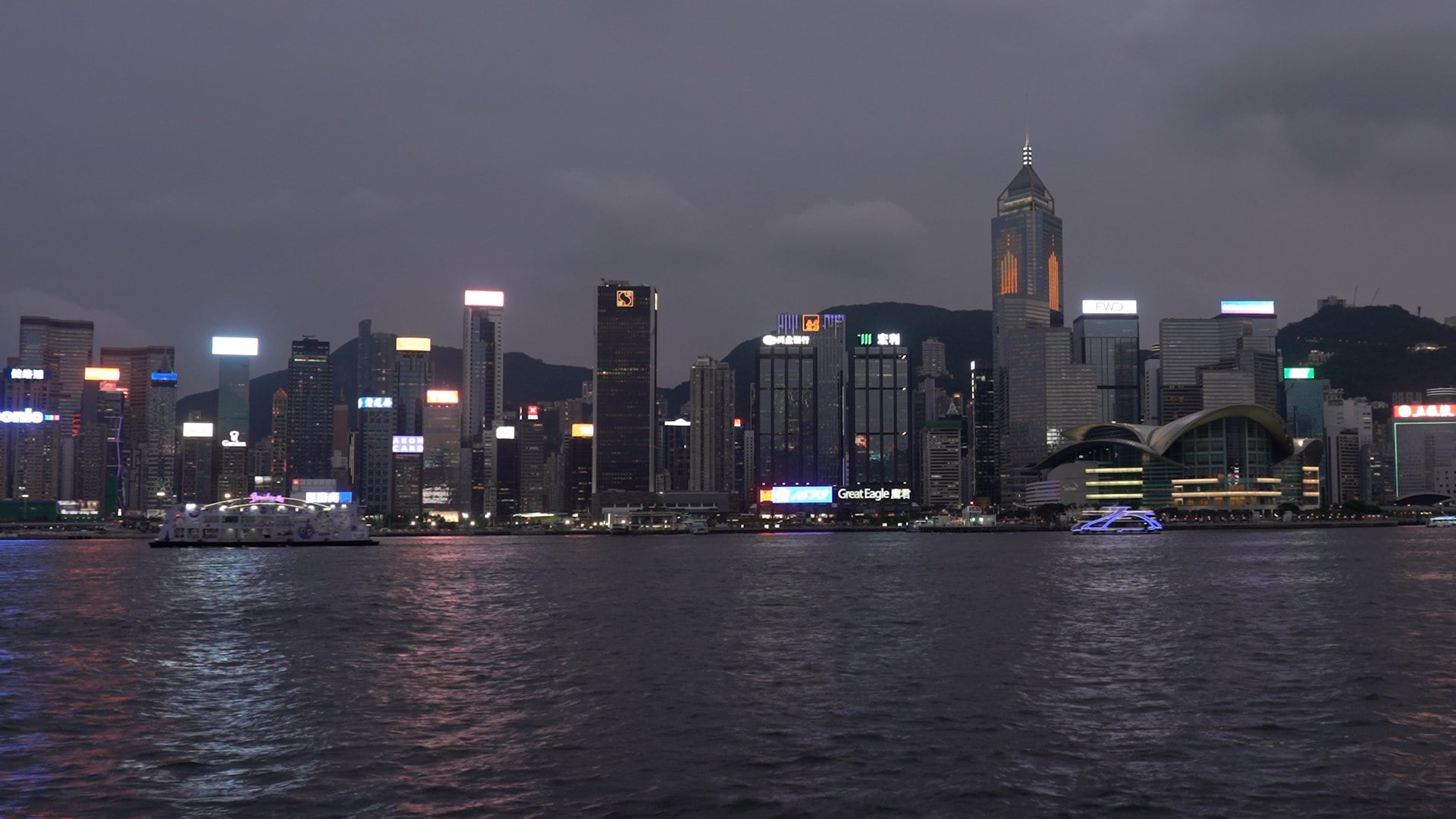 Victoria Harbour from TST side on June 10, 2026 (thumbnail for video - Is Hong Kong too bright?)