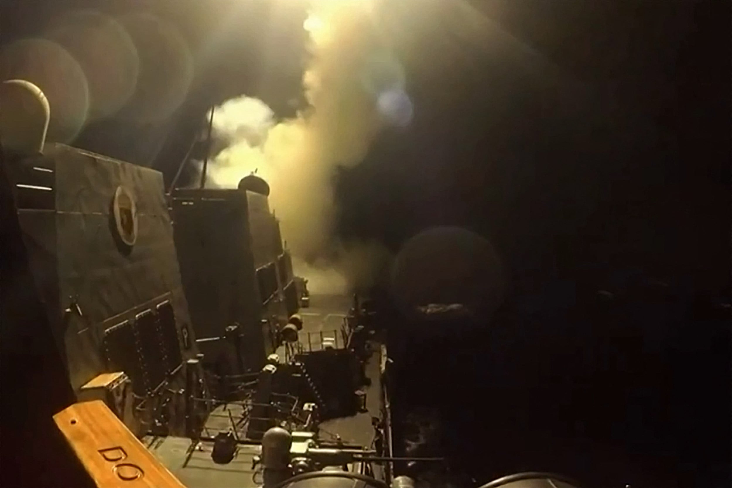 An image grab from a video released by US Central Command on Thursday shows what the US military says are strikes targeting “Iranian military surveillance capabilities, communications systems and air defense sites”. Photo: CENTCOM/ AFP
