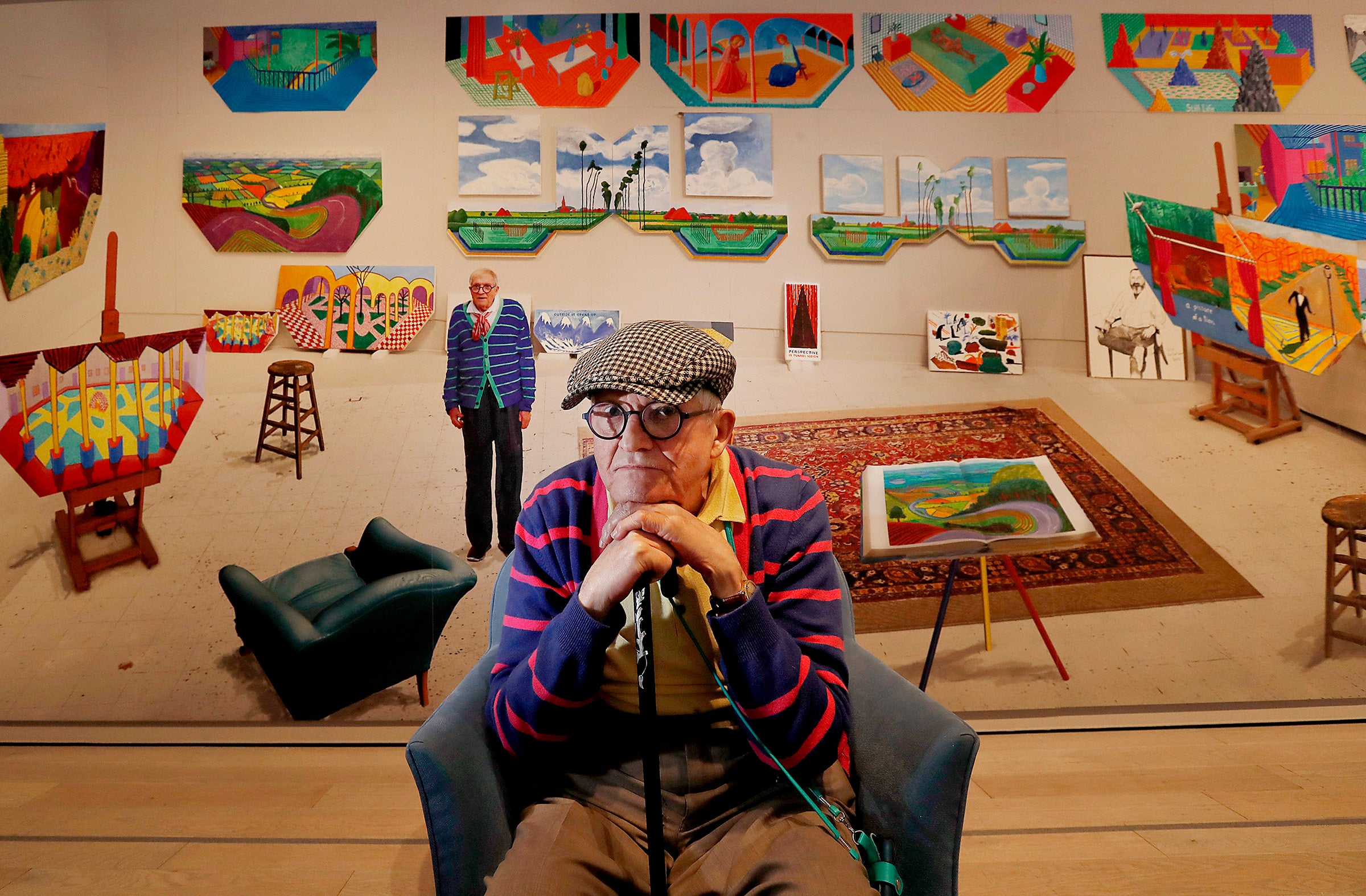 Artist David Hockney poses for a picture at the Los Angeles County Museum of Art in April 2018. Photo: TNS
