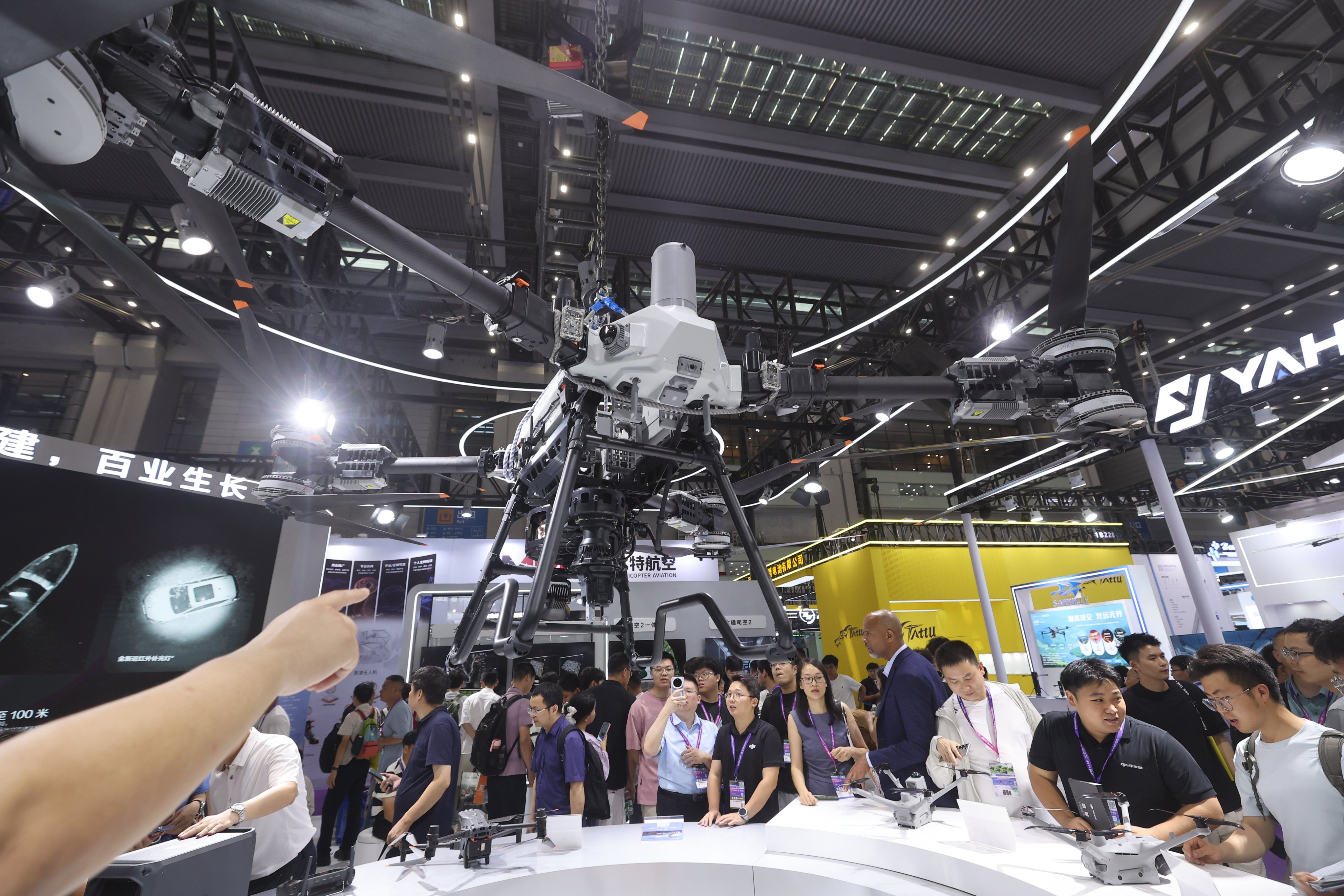 A large drone attracts the interest of attendees at a recent low-altitude economy expo in Shenzhen. Photo: Edmond So