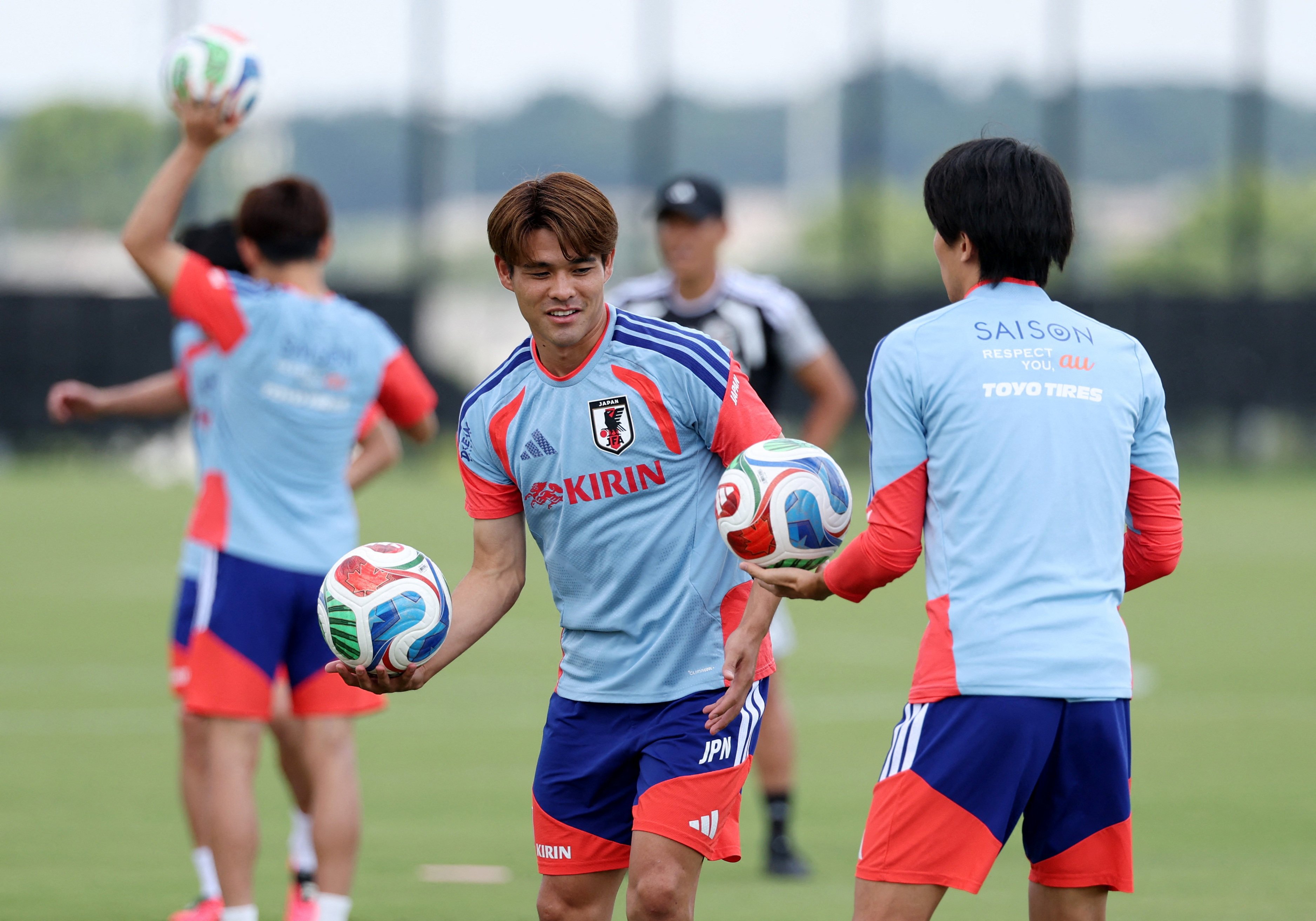 Kaishu Sano, who reportedly pleaded not guilty to rape charges, training with his Japan teammates in Nashville, Tennessee, before the clash against the Netherlands on Sunday. Photo: Reuters