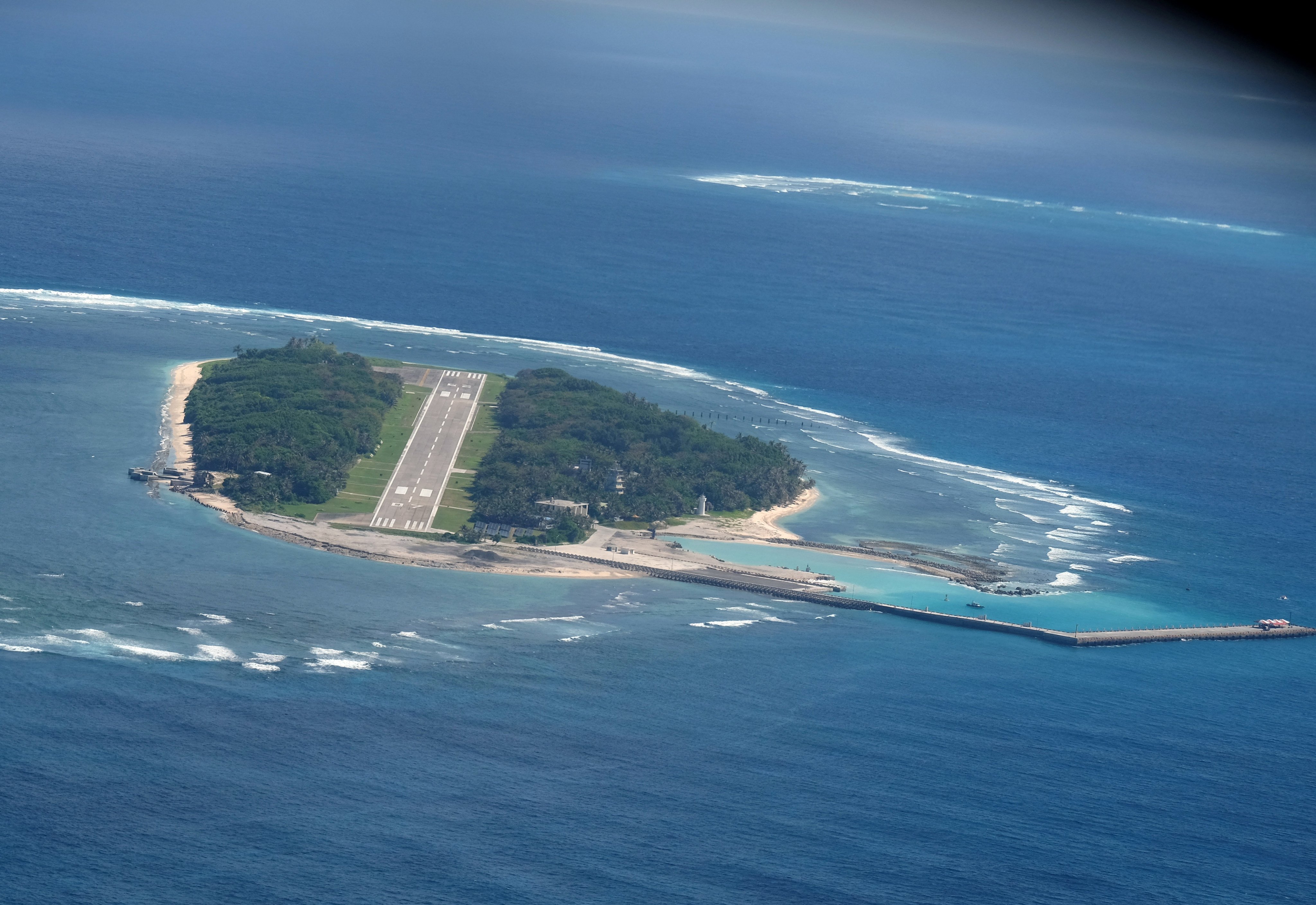 Taiping is the largest naturally formed island in the vicinity of Mischief, Subi and Fiery Cross reefs in the southern part of the contested Spratly Islands. Photo: AFP