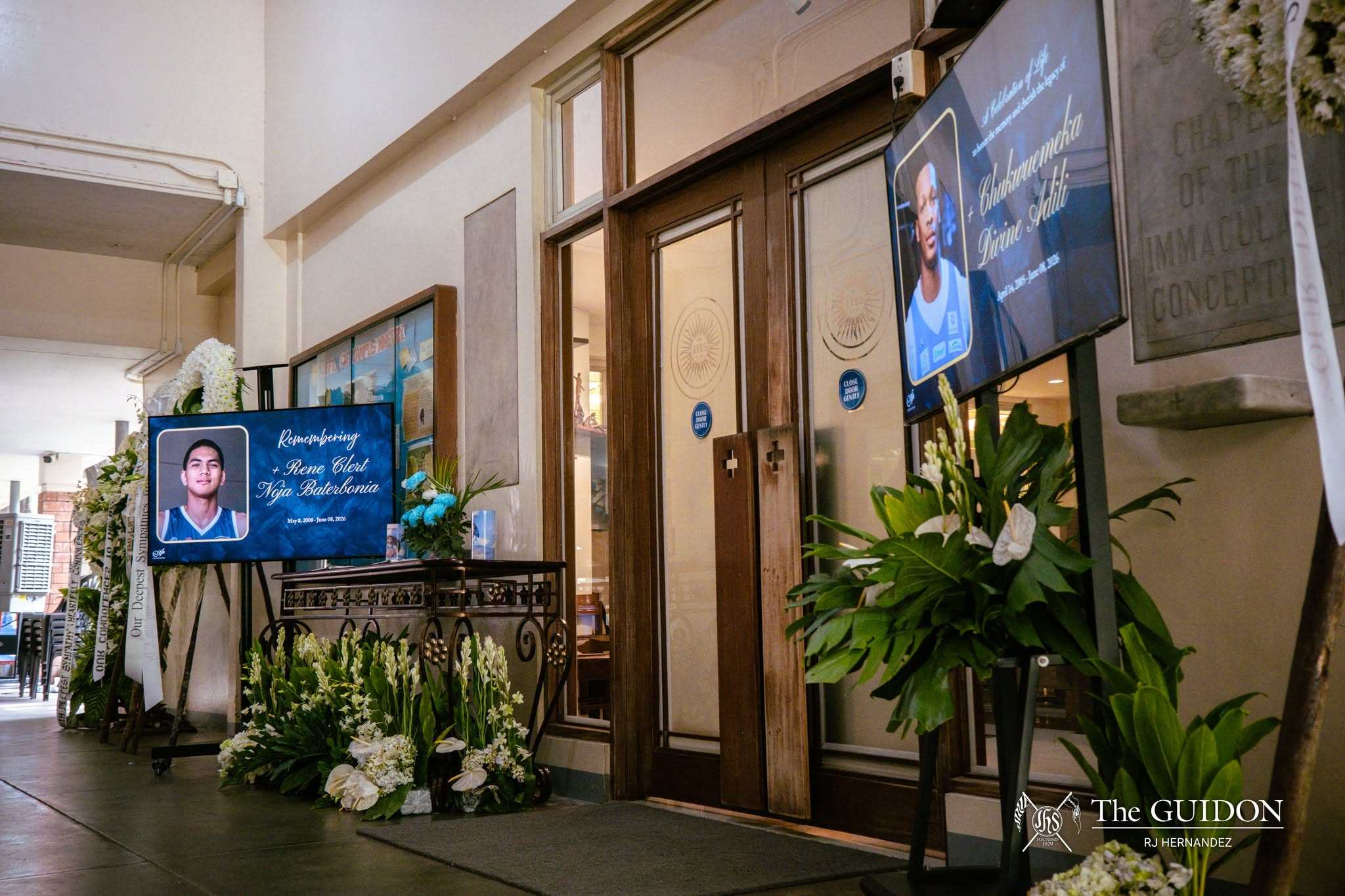 A candlelight service was held in honour of Rene Baterbonia and Divine Adili at Ateneo de Manila University’s chapel on Saturday. Photo: Facebook/ateneobasketball