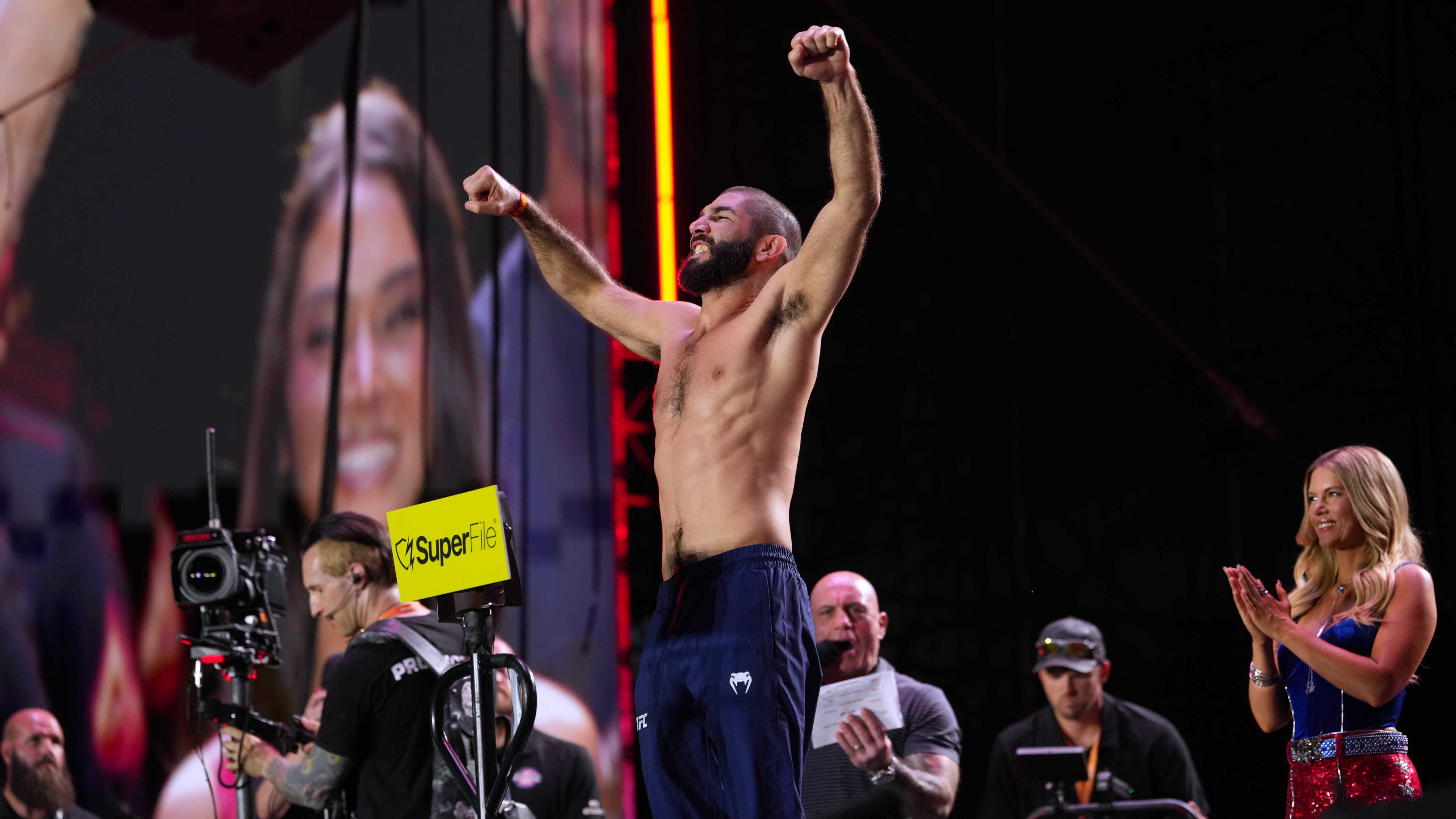 UFC fighter Aiemann Zahabi during the ceremonial weigh-ins on Saturday. Photo: AP