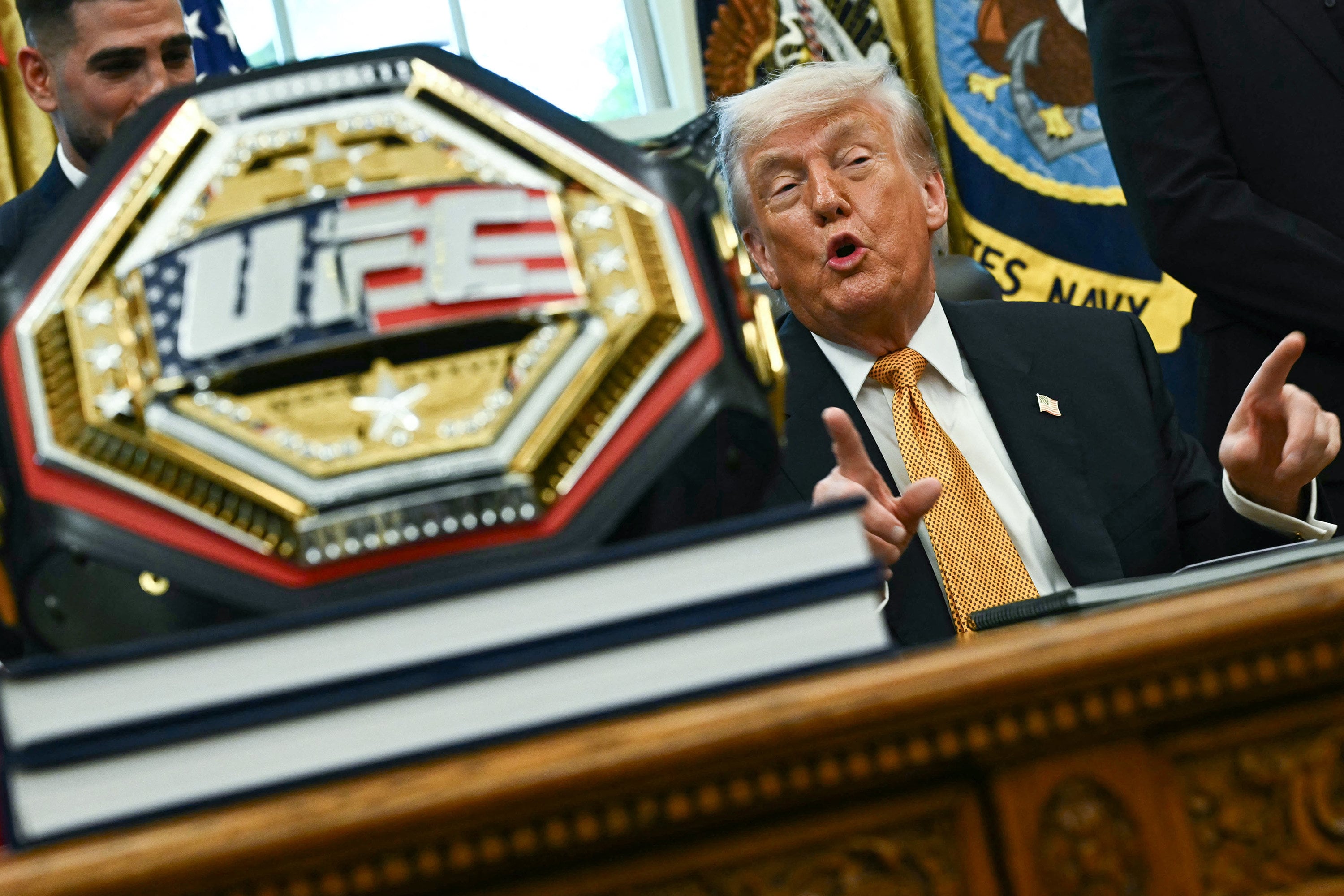 US President Donald Trump speaks about the “UFC Freedom 250” event at the White House last month. Photo: AFP/Getty Images/TNS