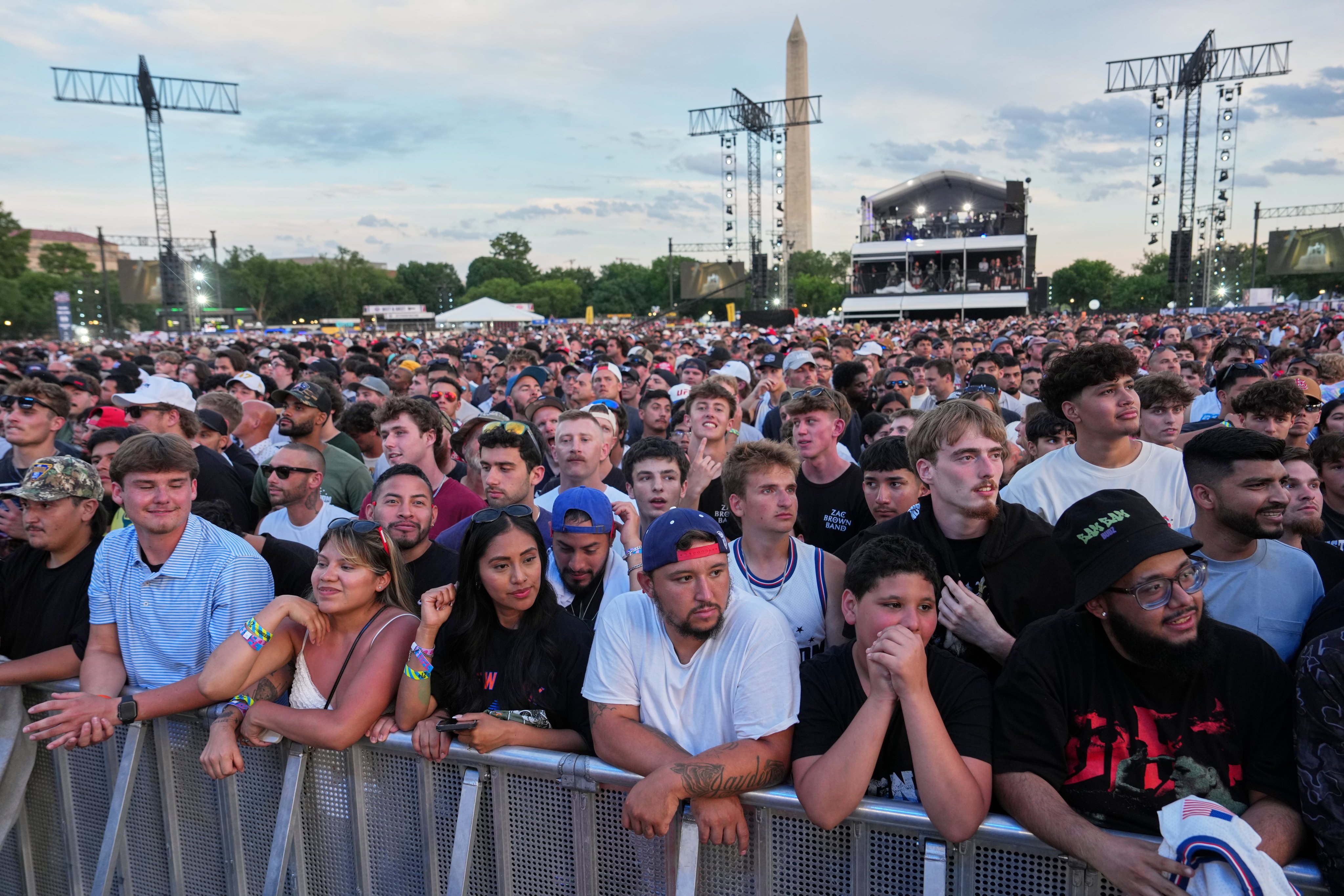 Fans take position before the ceremonial “UFC Freedom 250” weigh-ins on Saturday. Photo: AP