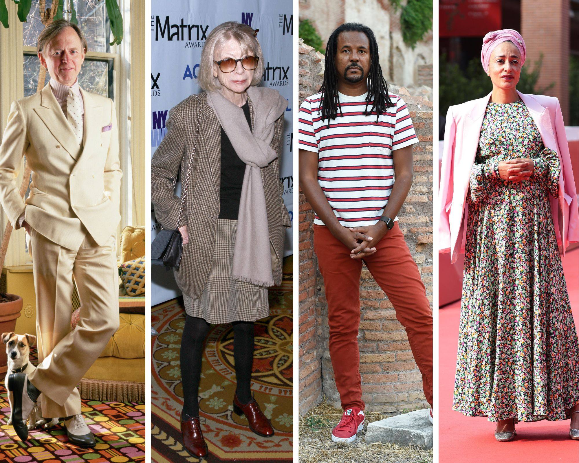 Tom Wolfe, Joan Didion, Colson Whitehead and Zadie Smith have personal styles that are as creative as their writing. Photos: Getty Images, WireImage