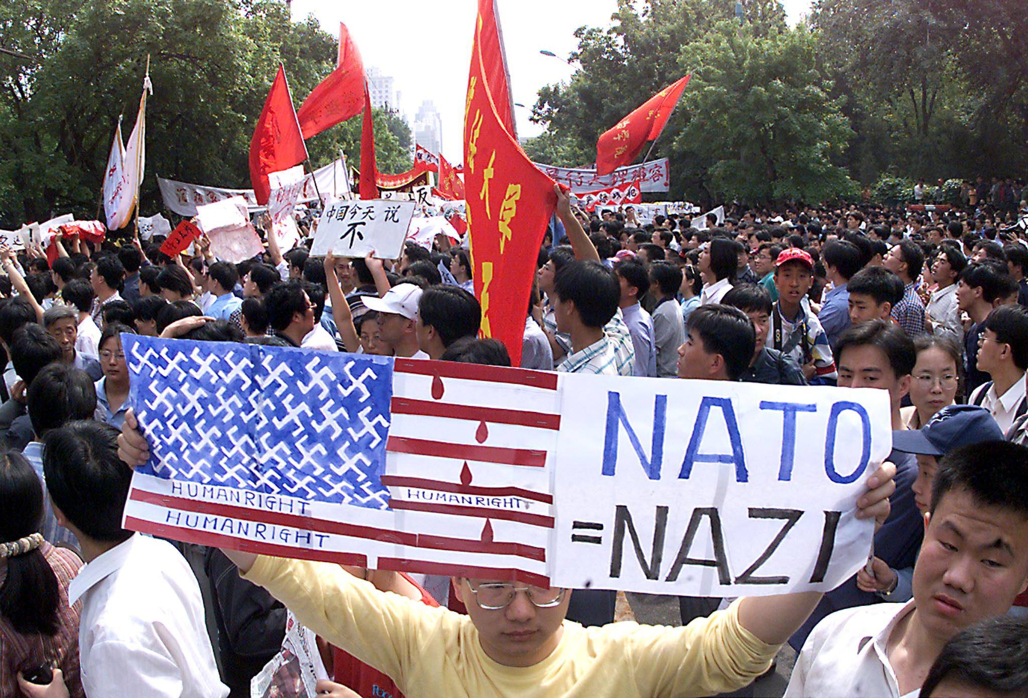 The bombing of the Chinese embassy in Belgrade prompted widespred anger and rare public demonstrations. Photo: AFP
