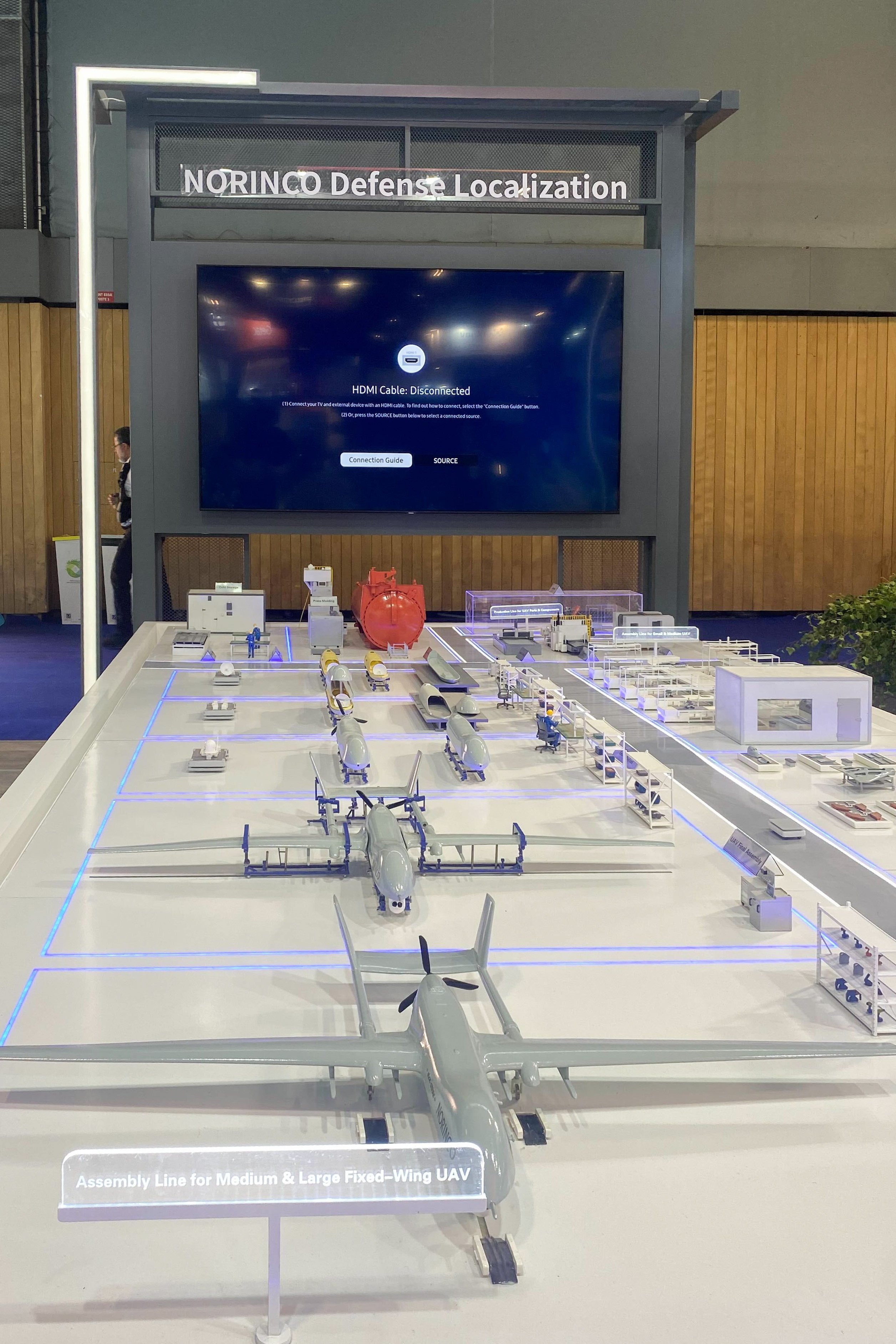 Norinco’s display of a model assembly line at the Eurosatory exhibition comes as the state-owned company is working to expand its drone exports. Photo: Seong Hyeon Choi