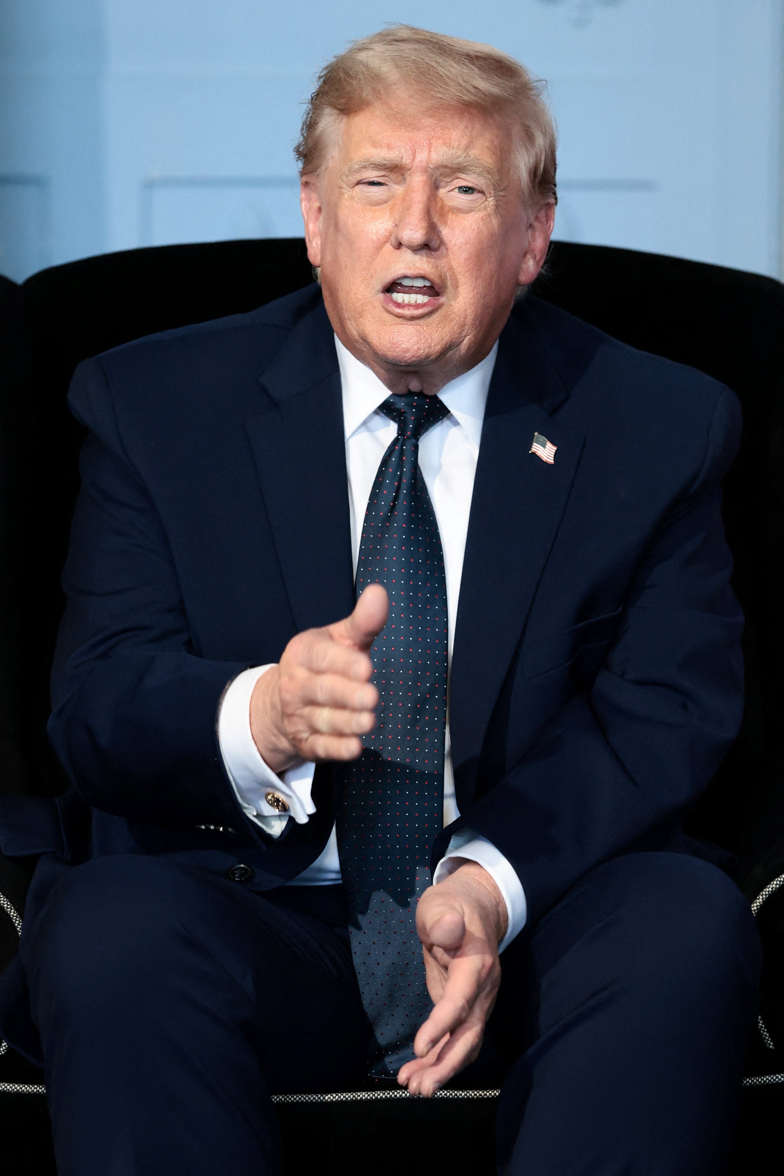 US President Donald Trump during the G7 summit in Evian-les-Bains, France on Monday. Photo: Reuters