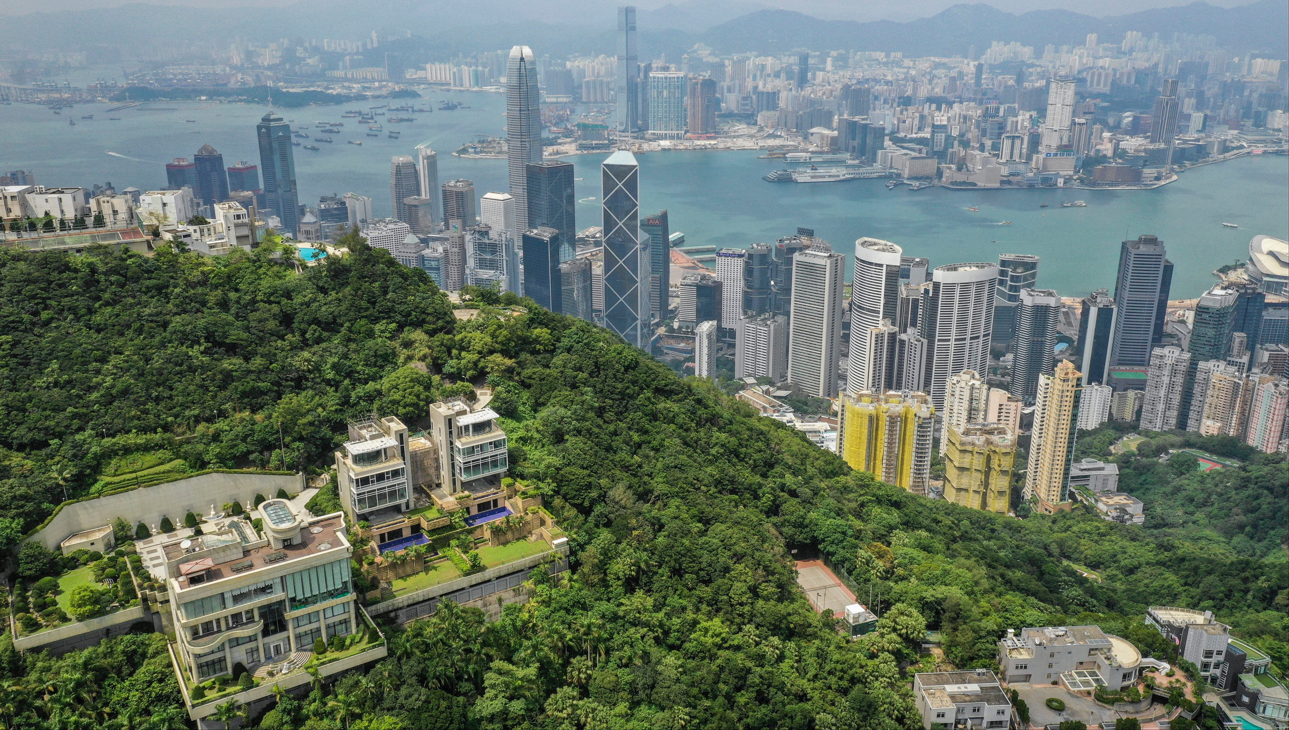 Aerial view of a residential building on Peak Road, The Peak. Hong Kong's luxury property market is enjoying a rebound. Photo: Roy Issa