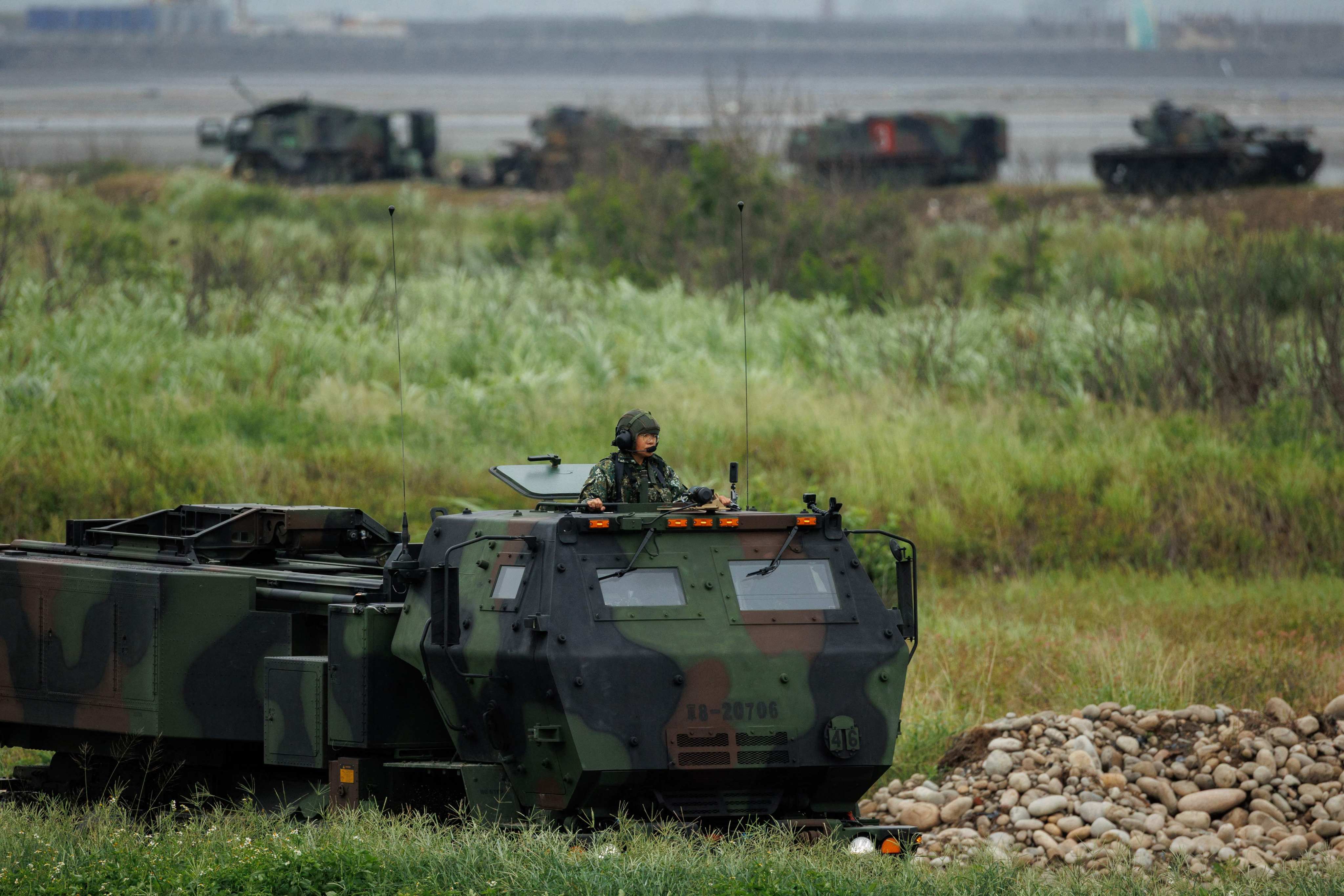 A Taiwanese Himars rocket system positioned near the west coast during an exercise. Photo: AFP