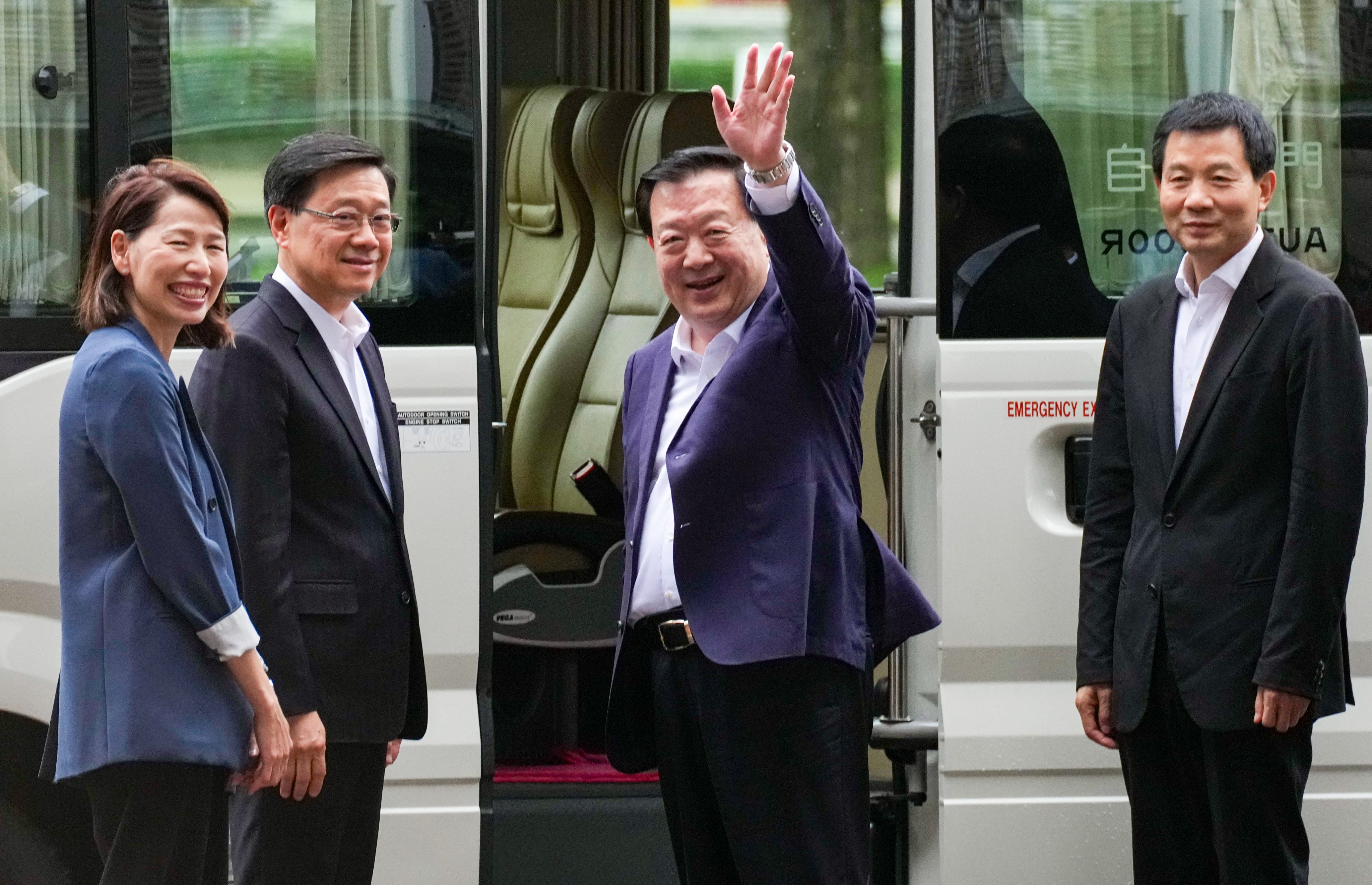 Chief Executive John Lee sent off Xia Baolong on Wednesday. Photo: Jelly Tse