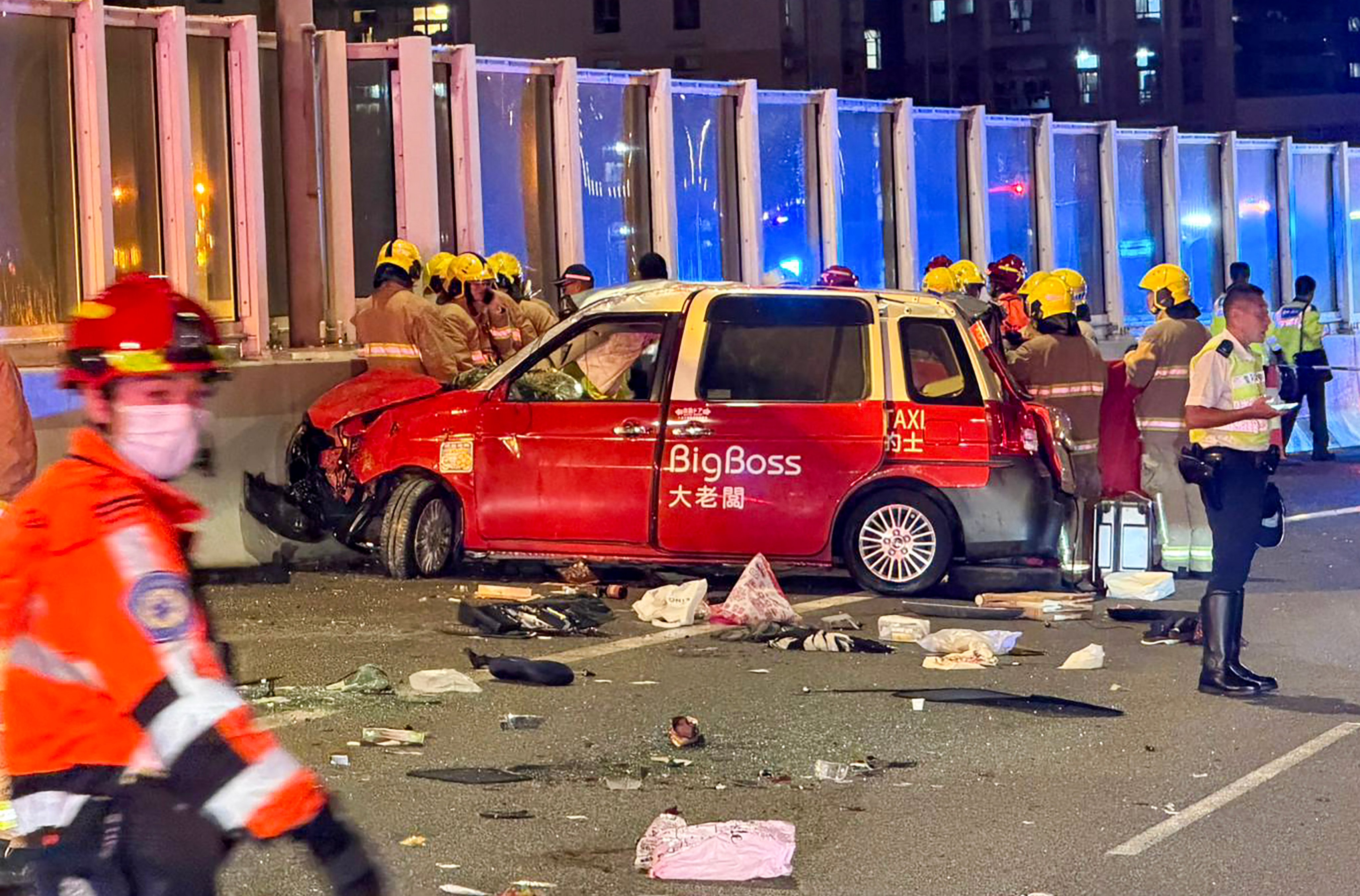 The 38-year-old firefighter and his 35-year-old wife were passengers in the taxi that was hit by the van on the eastbound Tsing Sha Highway. Photo: Handout