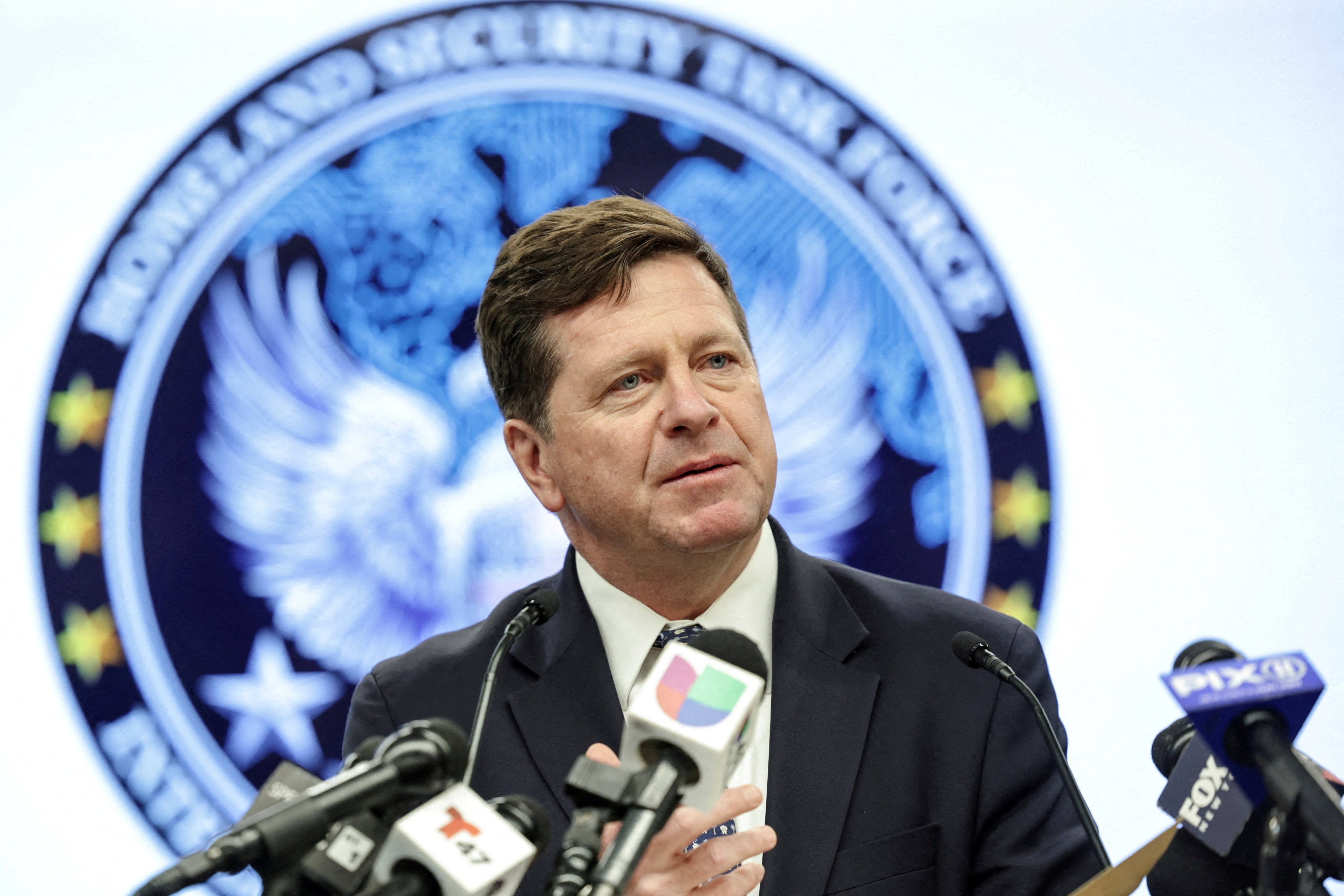 Jay Clayton speaks during a press conference in New York City on December 10, 2025. Photo: Reuters,