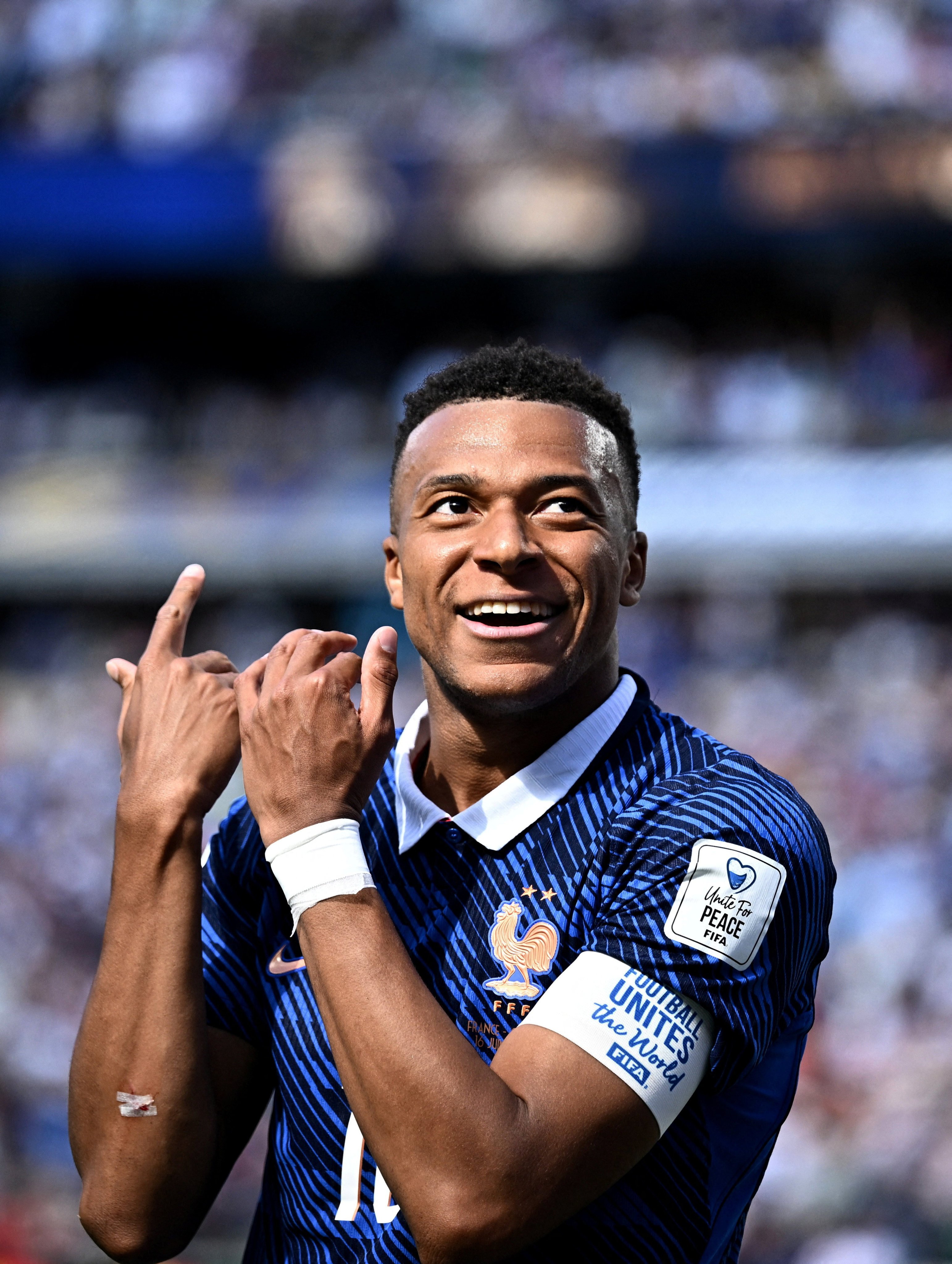 France’s Kylian Mbappe celebrates scoring his side’s first goal against Senegal. Photo: Reuters