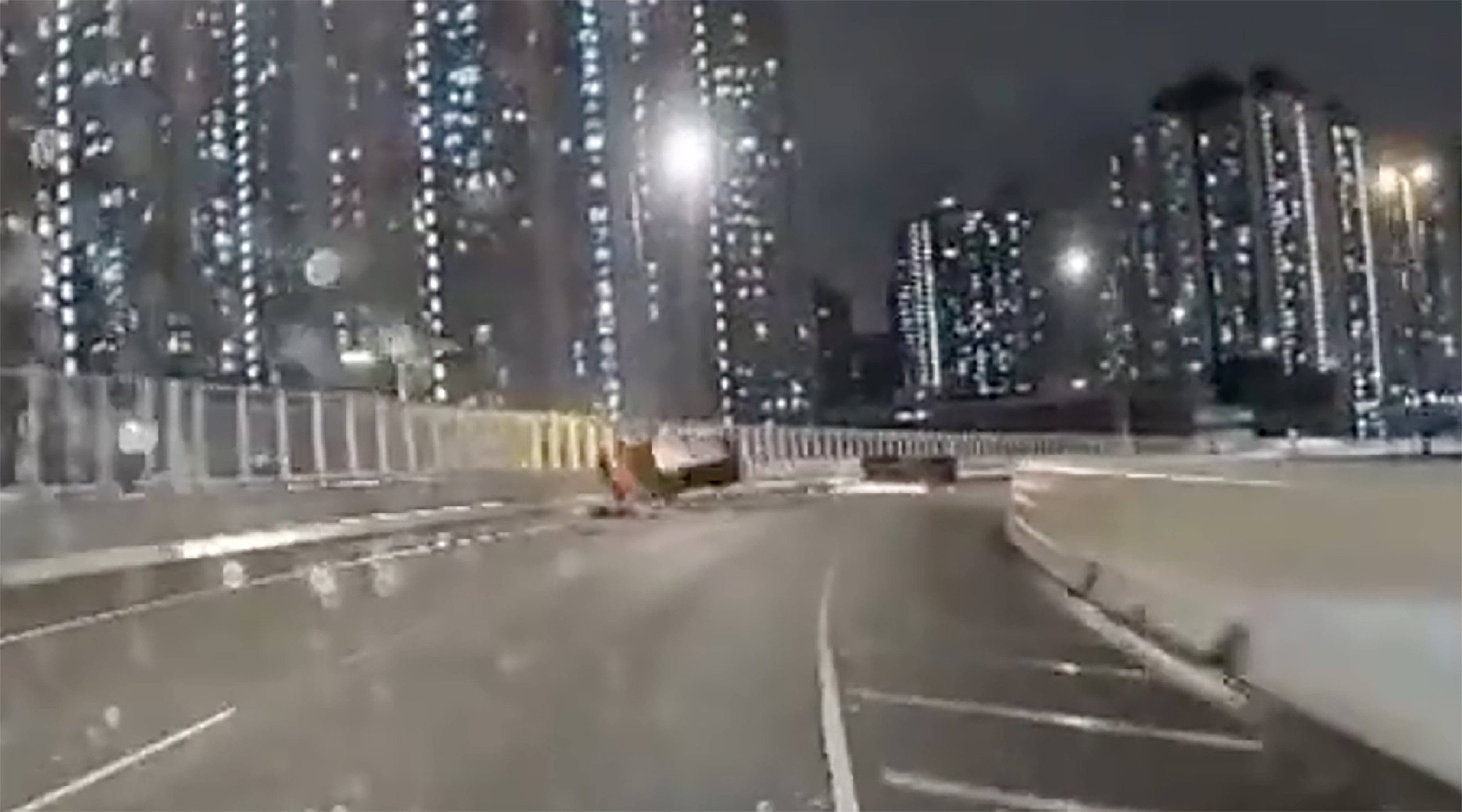 Online footage shows the taxi flipping over after the collision. Photo: Handout