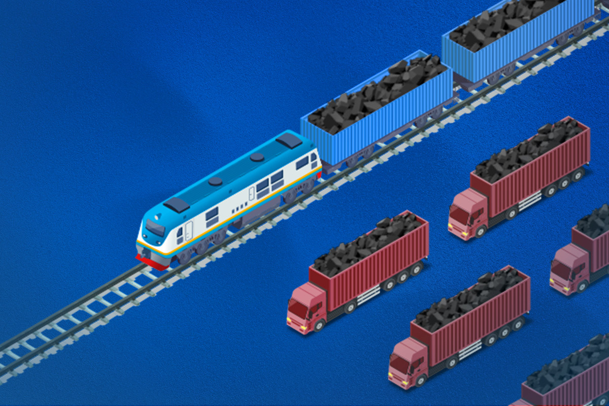 Mongolian coal is riding the rails towards a brighter future. Each train can carry 100 containers of coal, the equivalent of 25 truckloads.