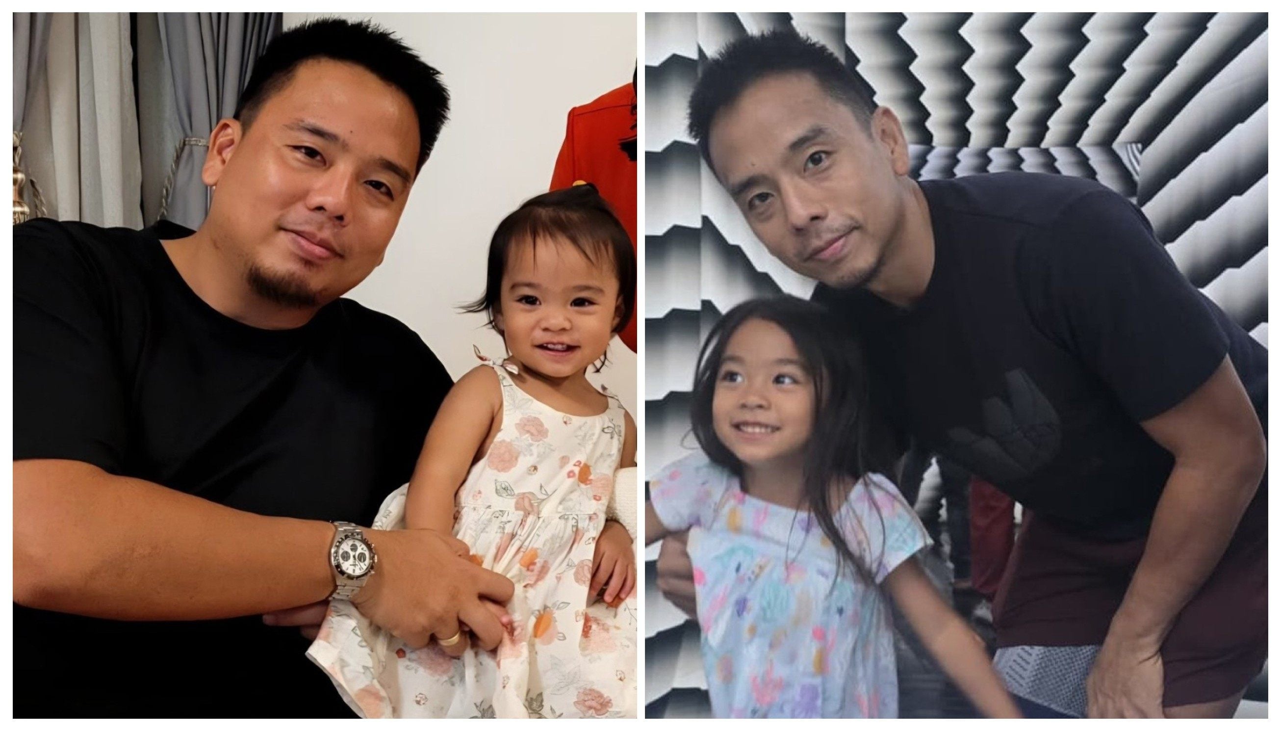 Canlas with daughter Arya in August 2022 (left) and June 2026. Photo: Ayo Canlas