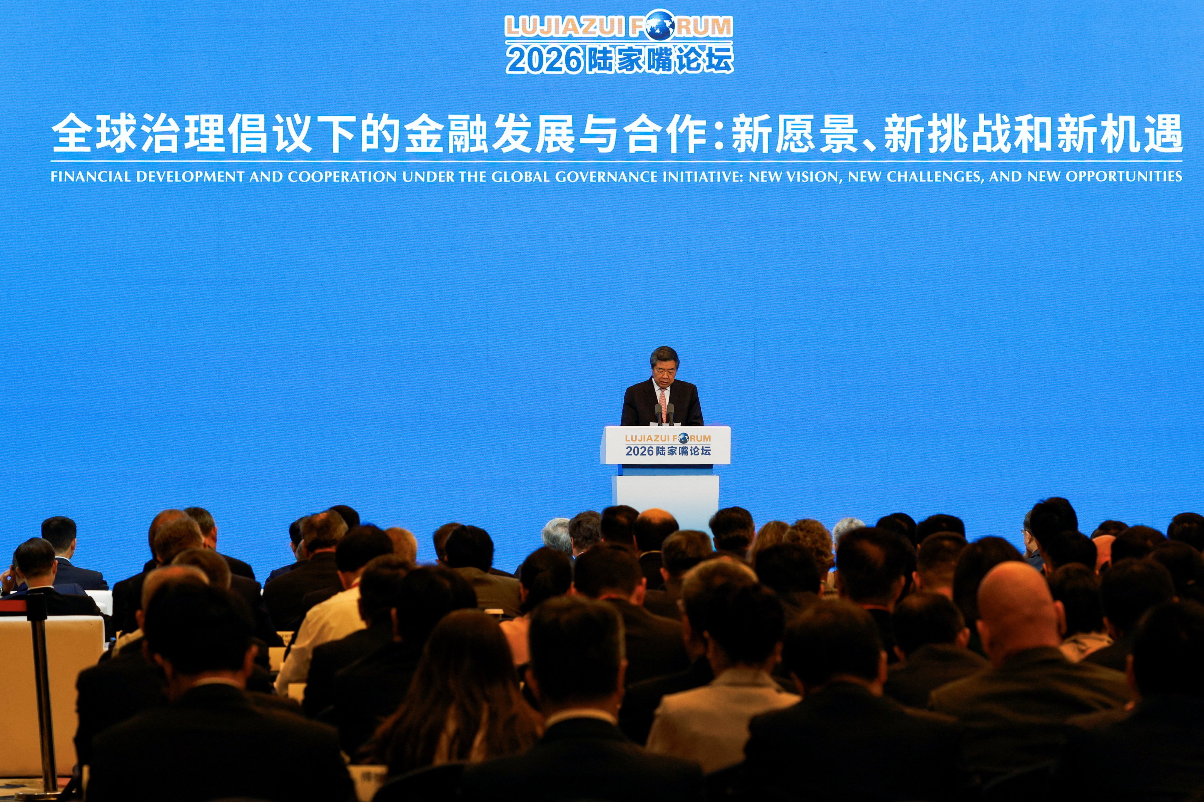 Vice-Premier He Lifeng address the Lujiazui Forum. Photo: Reuters