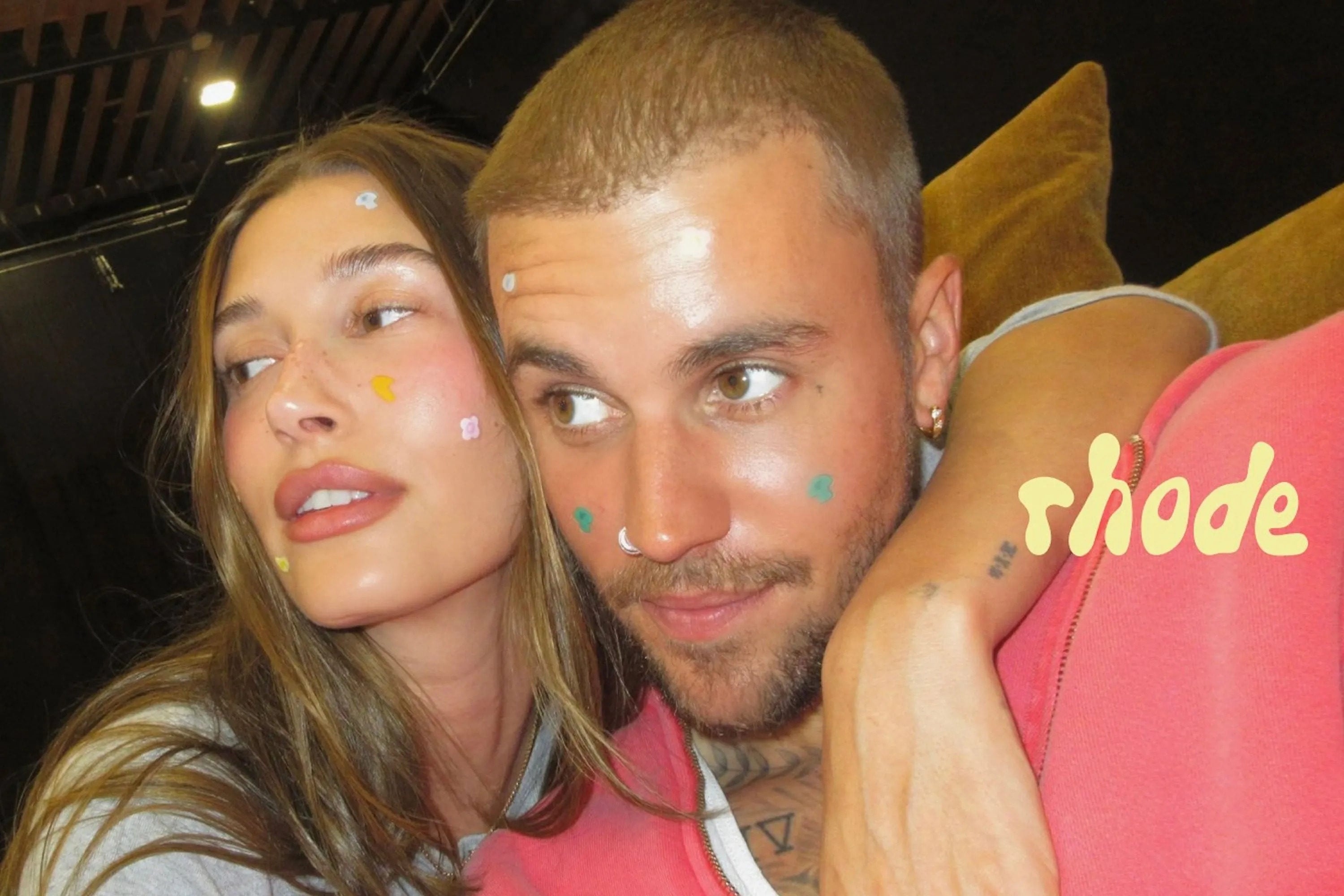 Hailey and Justin Bieber collaborated on Rhode’s colourful pimple patches, with Justin’s mushroom-shaped version marketed ahead of his headline slot at Coachella. Photo: Handout