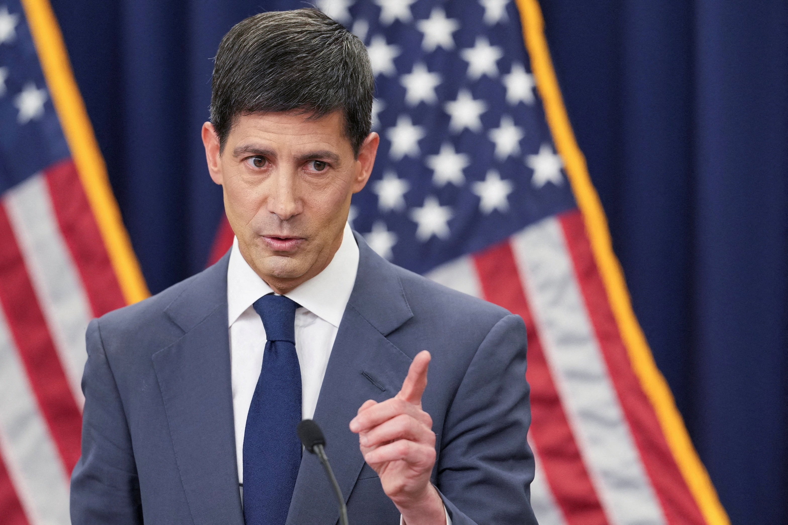 New US Federal Reserve Chair Kevin Warsh holds a press conference following a two-day meeting of the Federal Open Market Committee at the US Federal Reserve in Washington on Wednesday. Photo: Reuters