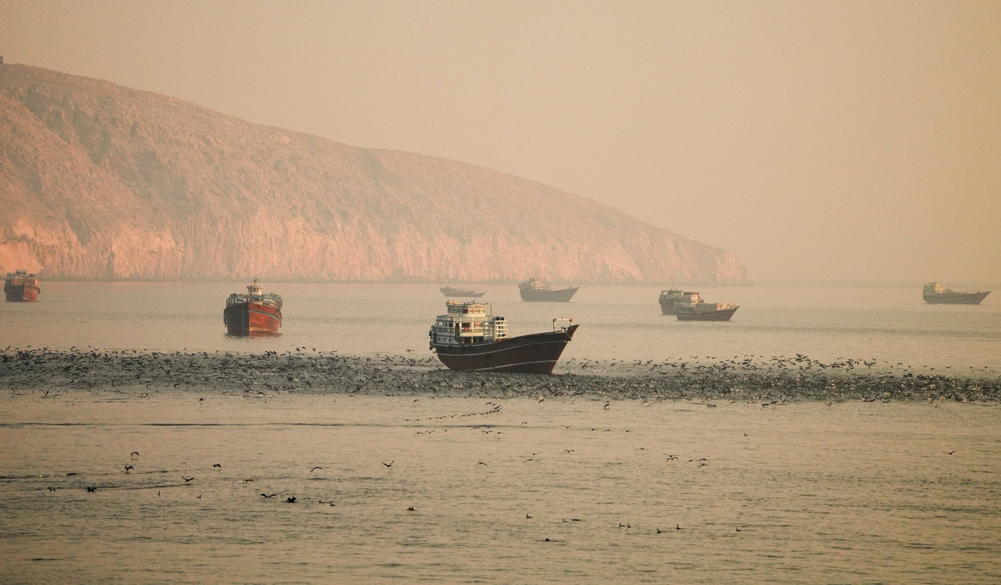 Vessels anchored at the Strait of Hormuz, as seen from Musandam, Oman, on Tuesday. Photo: Reuters Vessels anchored at the Strait of Hormuz, as seen from Musandam, Oman, on Tuesday. Photo: Reuters