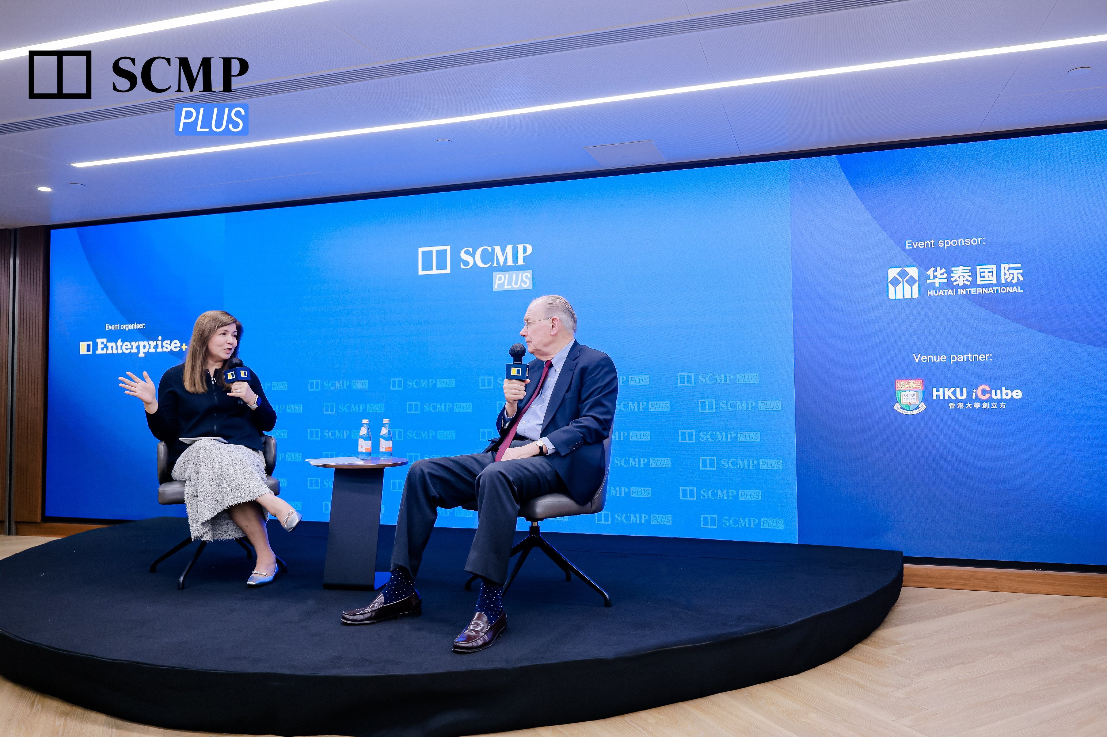 SCMP Executive Editor Zuraidah Ibrahim and political scientist John Mearsheimer. Photo: SCMP