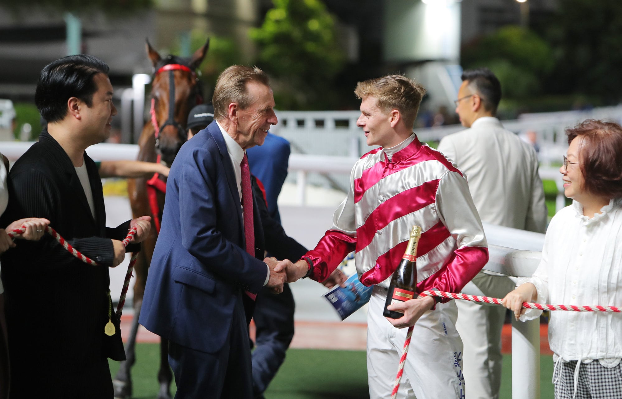 Ethan Brown and trainer John Size at Sha Tin. Ethan Brown and trainer John Size at Sha Tin.