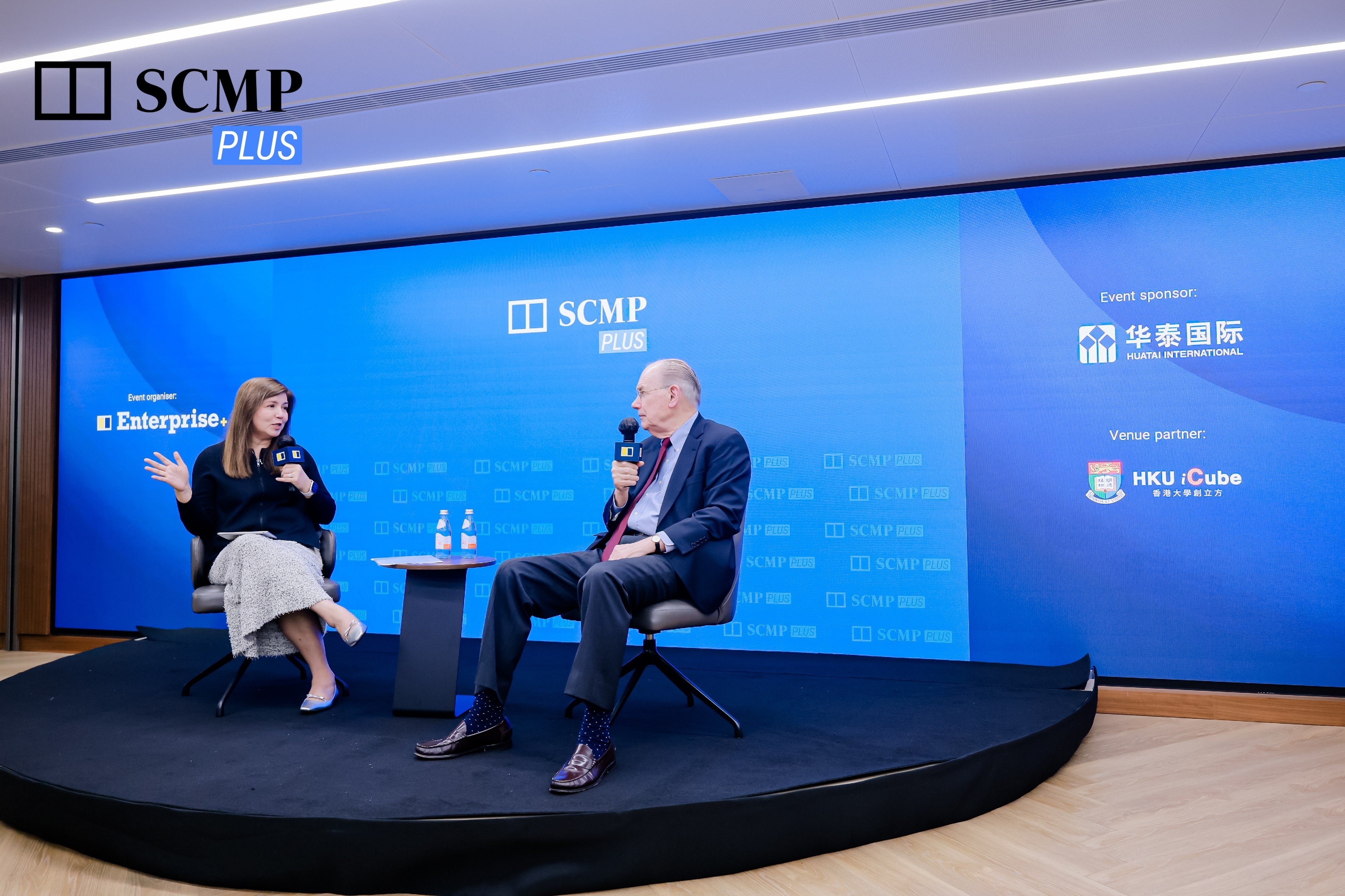 SCMP Executive Editor Zuraidah Ibrahim and political scientist John Mearsheimer. Photo: SCMP