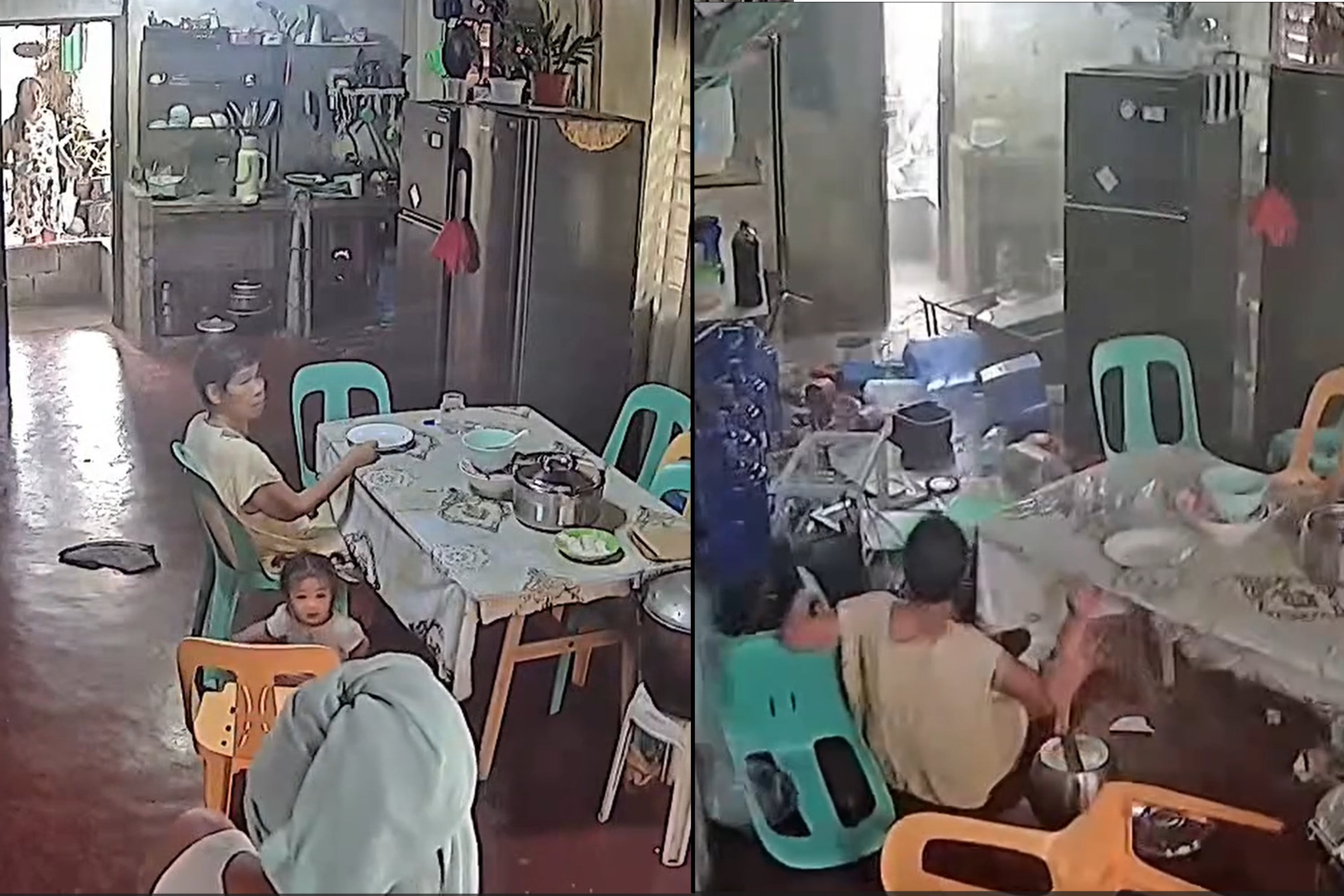 CCTV camera from a home in the Philippines showing the moments before and after the magnitude 7.8 earthquake struck on June 8. Photo: Facebook / Jonard Pacres Abrasado