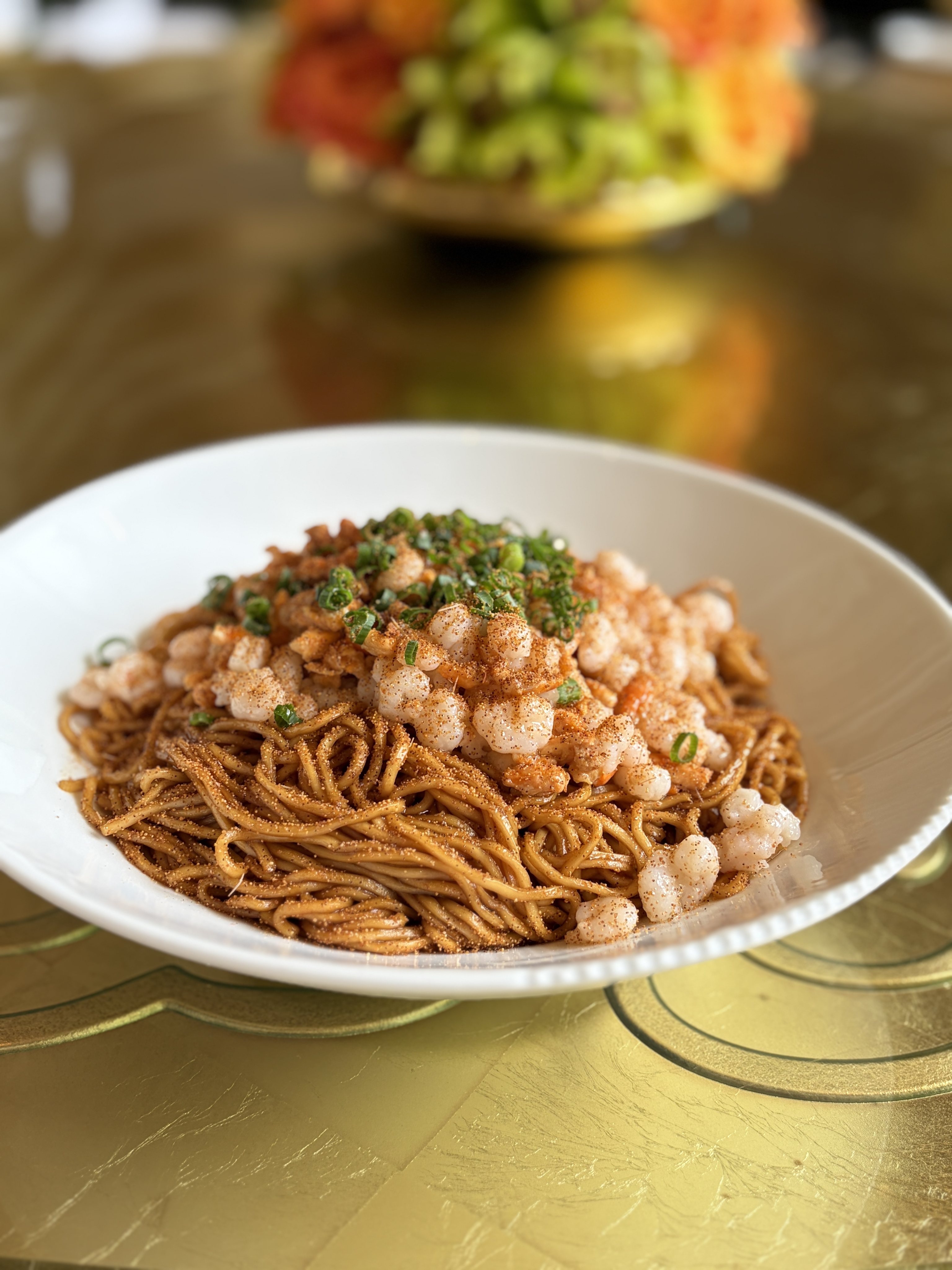 Shrimp fried noodles by Chef Zhu. Photo: Chloe Loung
