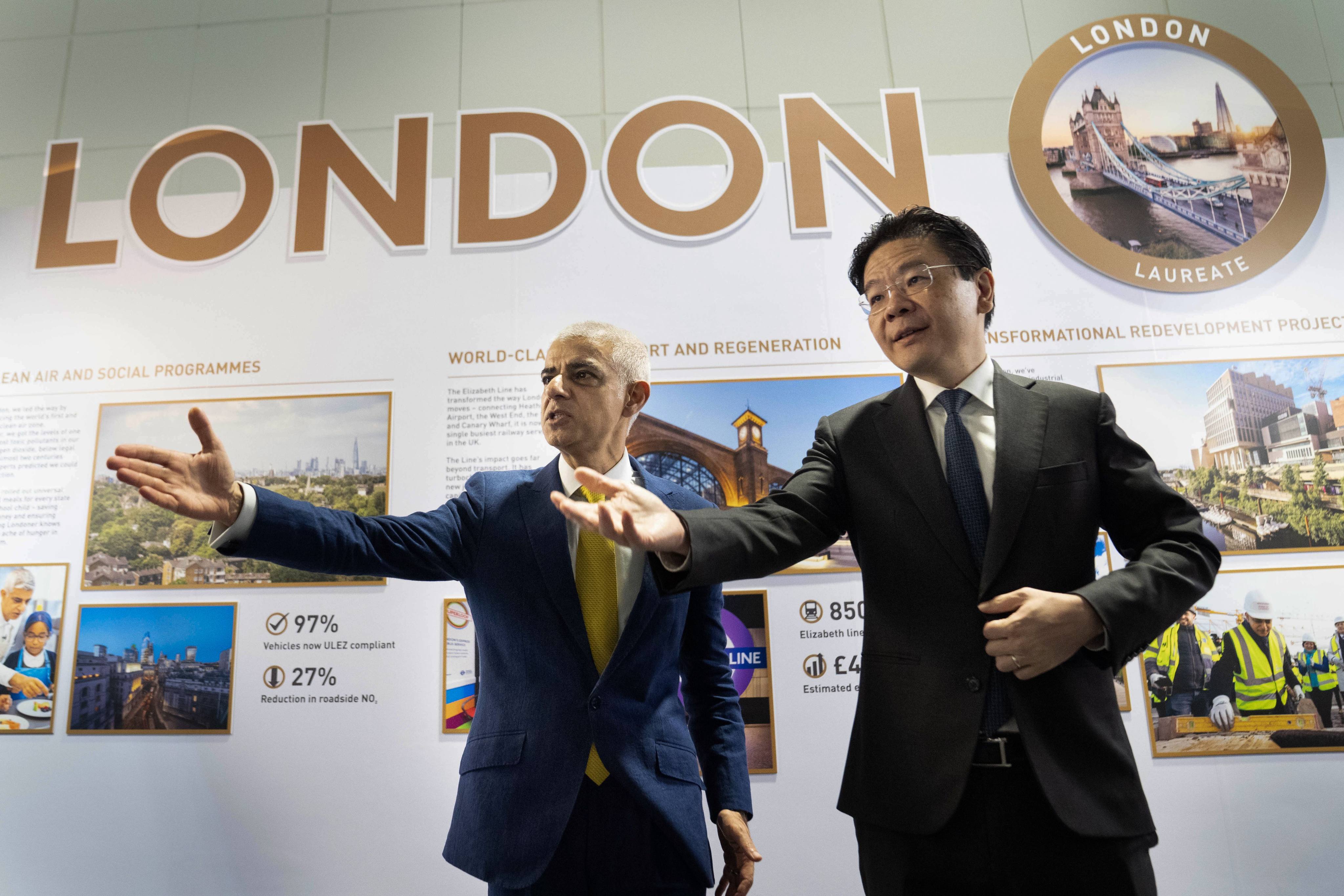 Mayor of London Sadiq Khan (left) meets Singapore’s Prime Minister Lawrence Wong at the World Cities Summit, where London has been awarded the Lee Kuan Yew World City Prize 2026. Photo: Stefan Rousseau/PA Wire/dpa