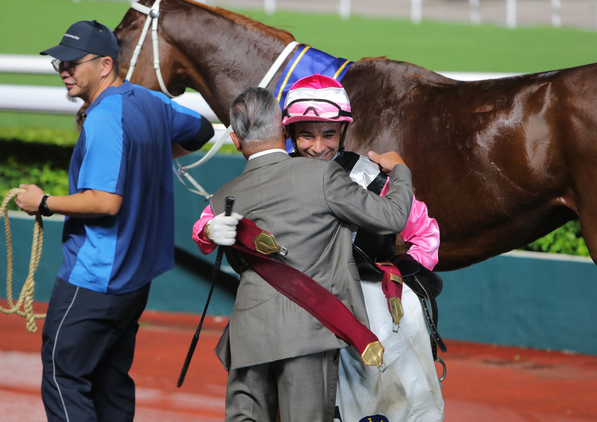 Joao Moreira and Tony Cruz celebrate in Sha Tin.