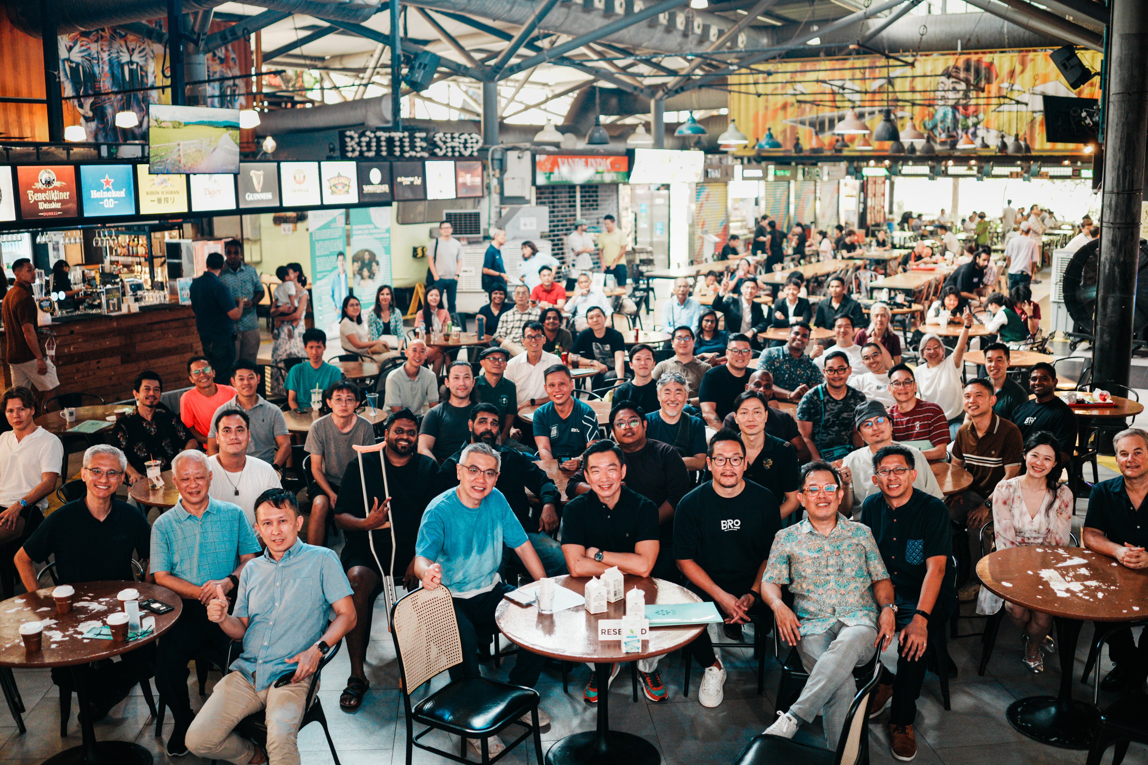 Men and men’s groups gathered at food park Timbre+ One North earlier this month to launch the MenToo movement. Photo: Amicus