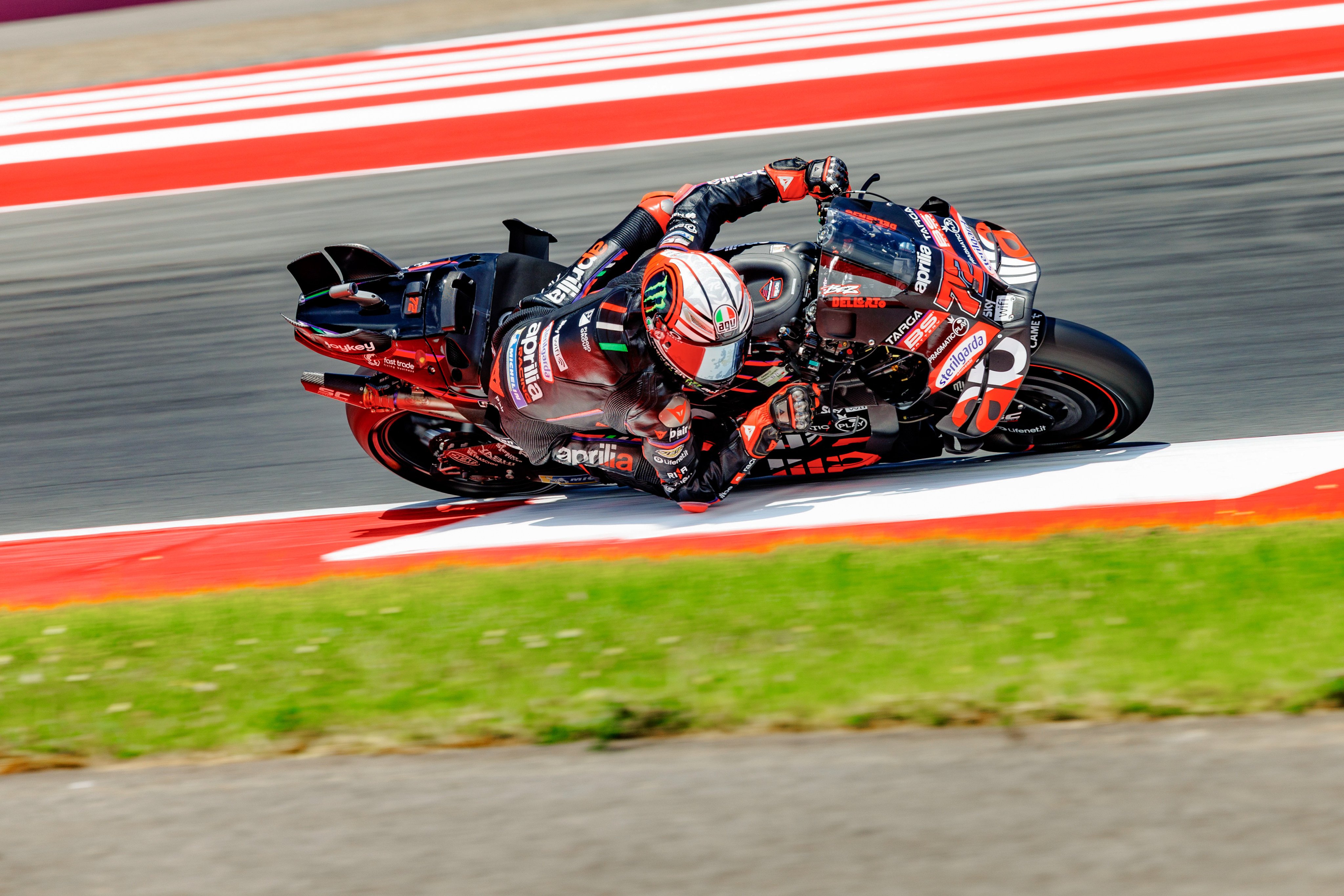 Marco Bezzecchi on a practice run at the Mandalika International Street Circuit, on Lombok, Indonesia, before the 2025 Pertamina Grand Prix, during which the Italian rider clocked the fastest lap the track has ever seen. Photo: Getty Images