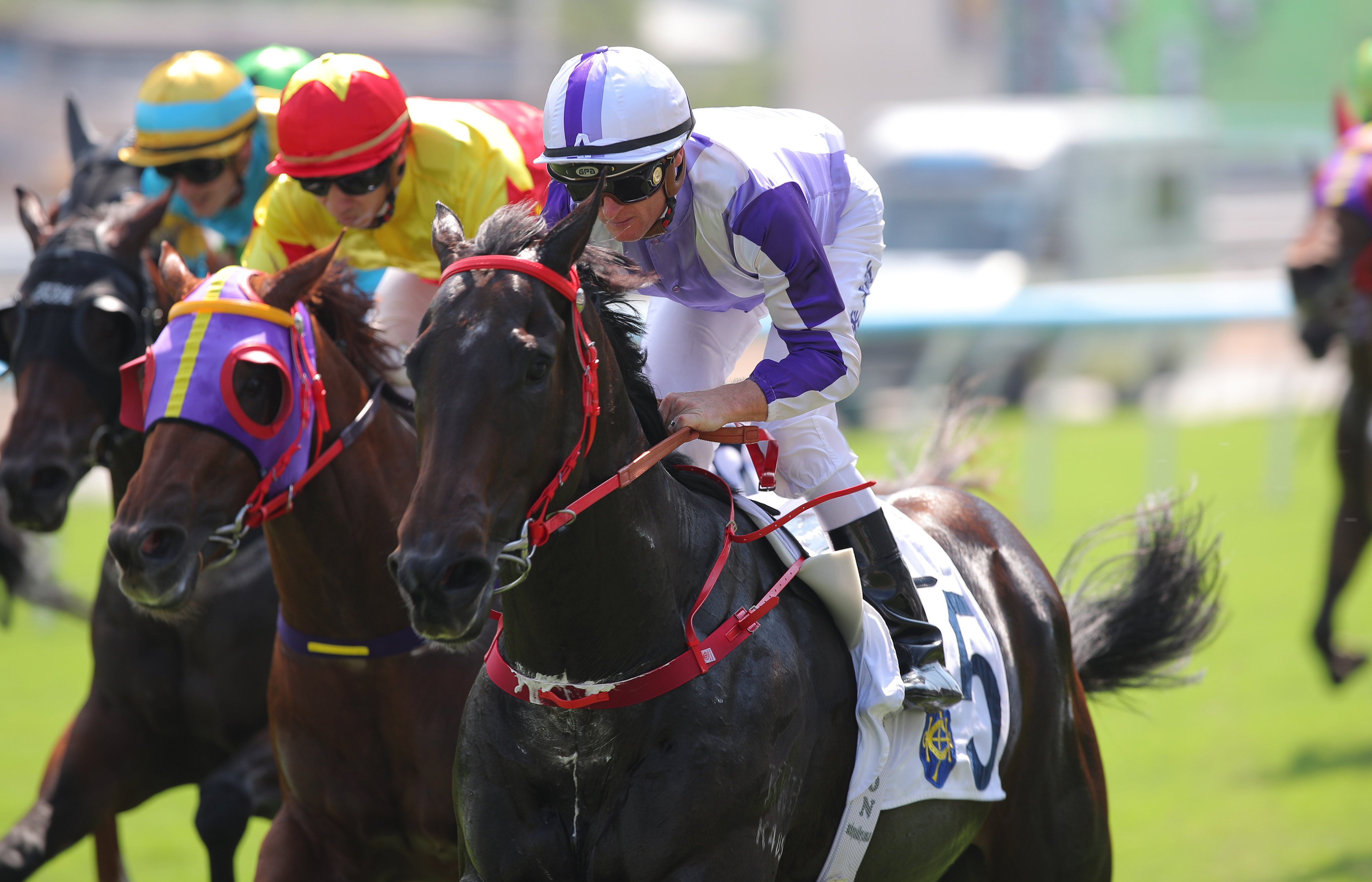 Robot Lucky Star, ridden by Zac Purton, wins at Sha Tin. Photos: Kenneth Chan
