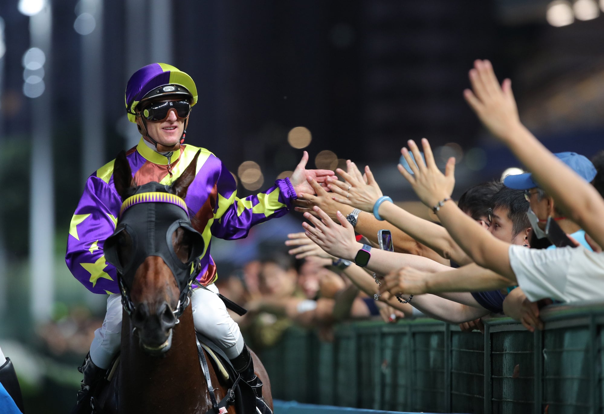 Legend Winner, ridden by Zac Purton, returns after winning at Happy Valley. Legend Winner, ridden by Zac Purton, returns after winning at Happy Valley.
