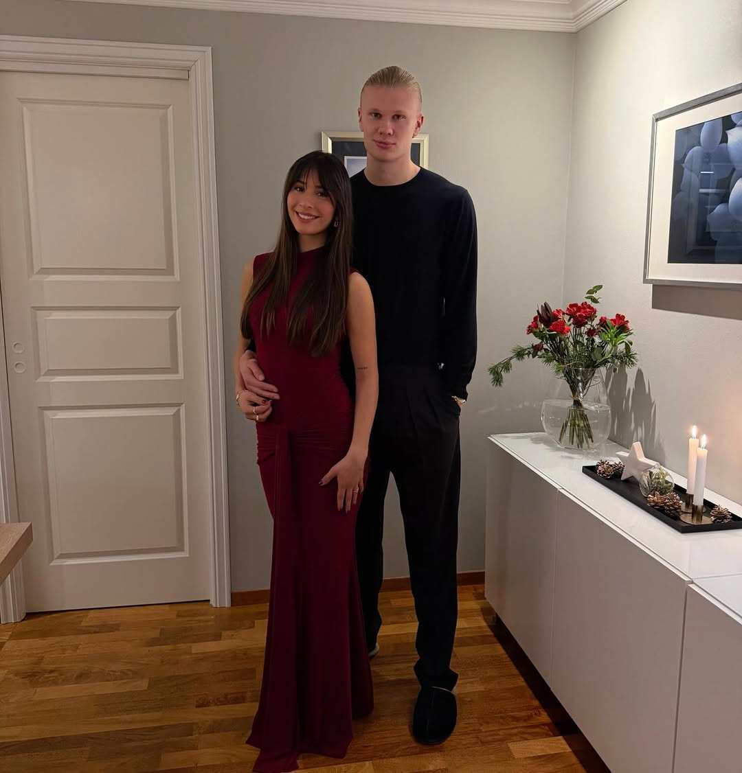 Manchester City striker Erling Haaland and Isabel Haugseng Johansen last Christmas Eve. Photo: @erling/Instagram