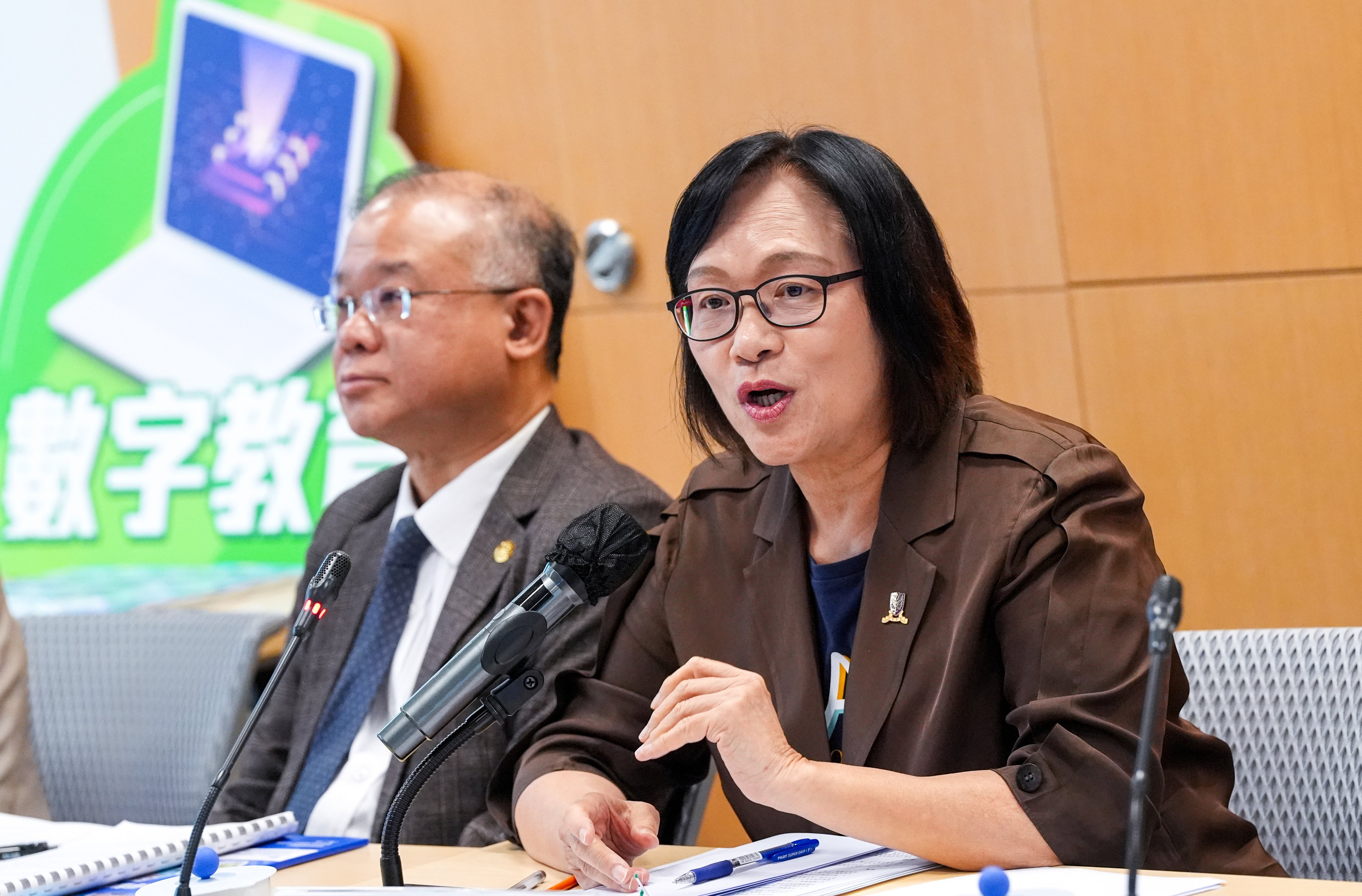 Isabella Poon Wai-yin, chairwoman of the Curriculum Development Council, attends the press briefing on the Blueprint for Digital Education Development in Primary and Secondary Schools on June 17. Photo: Elson Li
