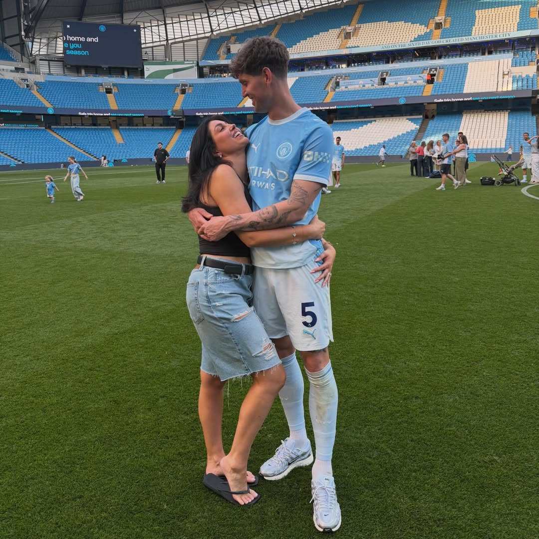 England footballer John Stones and his wife Olivia Naylor in May. Photo: @oliviajstones/Instagram
