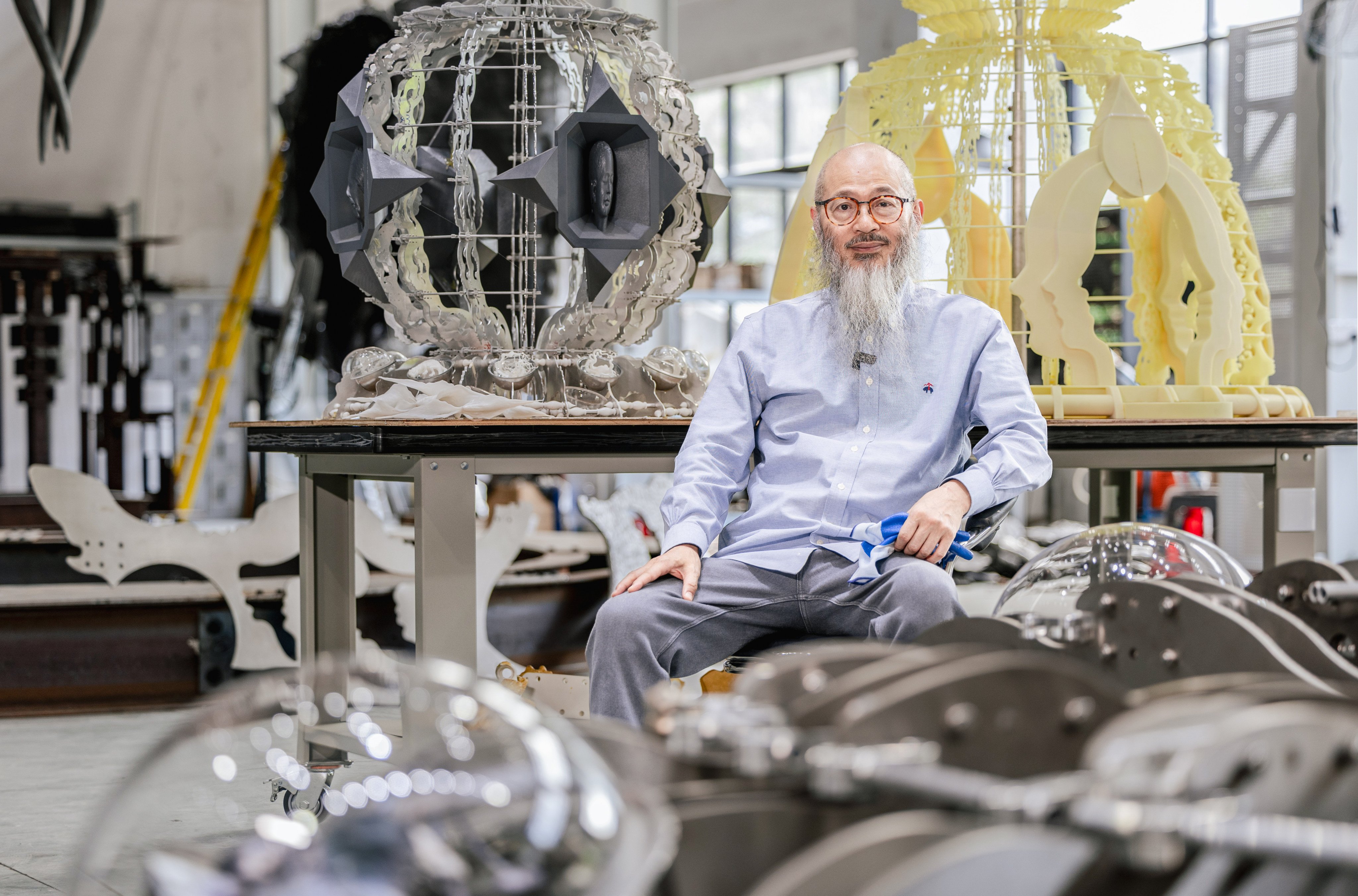 Wallace Chan, a jewellery designer-turned-sculptor, in his studio. Photo: courtesy Wallace Chan