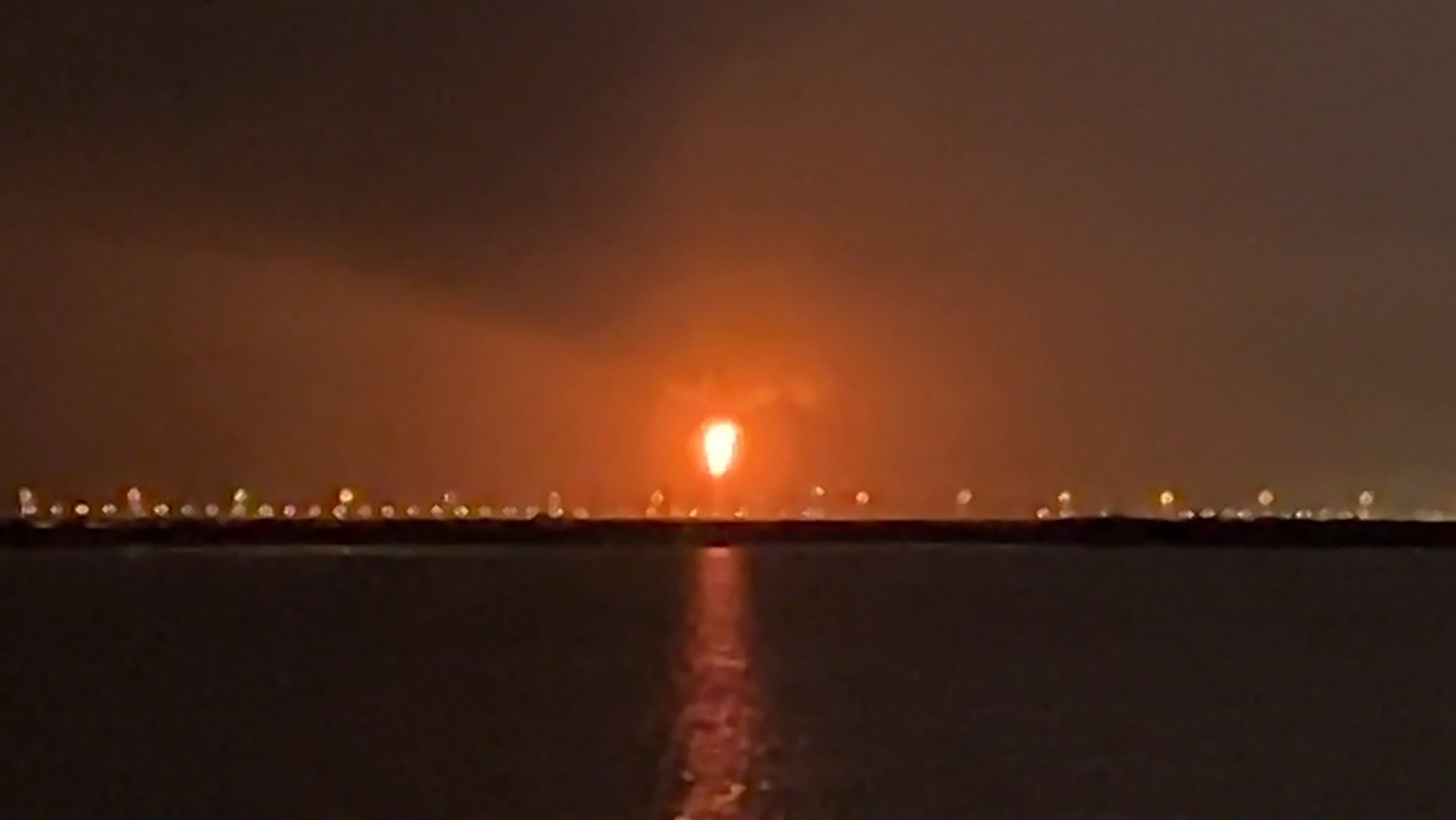 This frame grab from video footage filmed on Sunday shows an explosion at Qatar’s Ras Laffan industrial zone. Photo: AFP