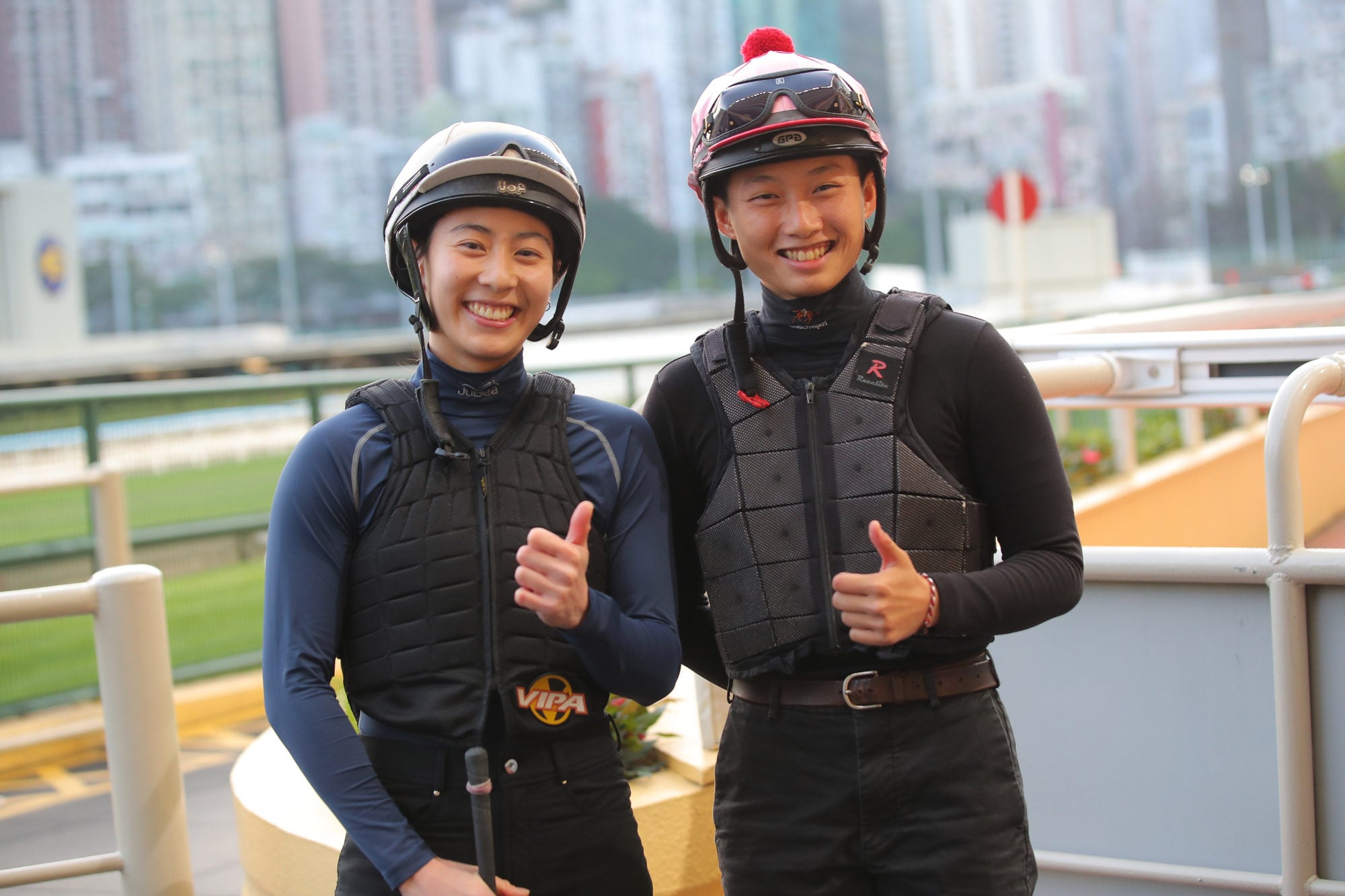 Britney Wong (left) and Nichola Yuen at Happy Valley barrier trials earlier this season. Britney Wong (left) and Nichola Yuen at Happy Valley barrier trials earlier this season.