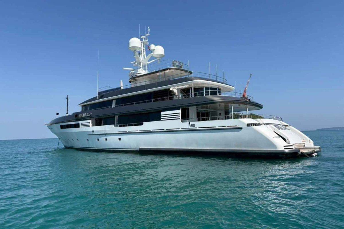 Atlas, a superyacht belonging to fugitive financier Benjamin Mauerberger, goes under the hammer on Tuesday. Photo: Anti-Money Laundering Office